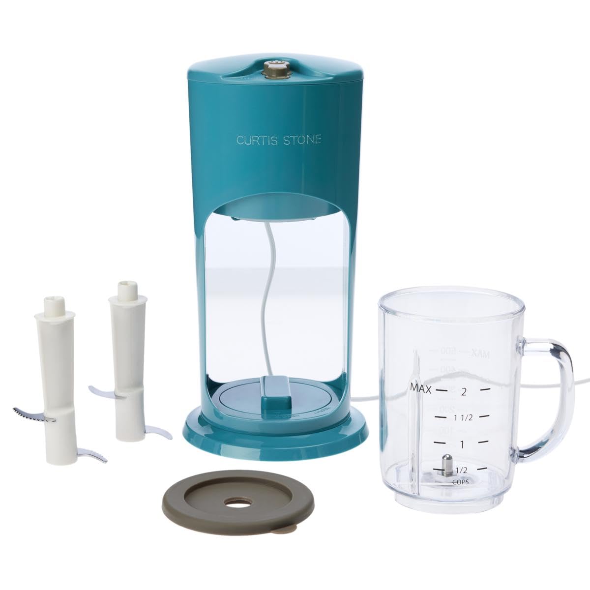 Renewed Curtis Stone Frozen Drink Maker & Food Chopper - 10 Cup Capacity, Turquoise - Perfect for Smoothies, Margaritas & Food Prep at Home Parties