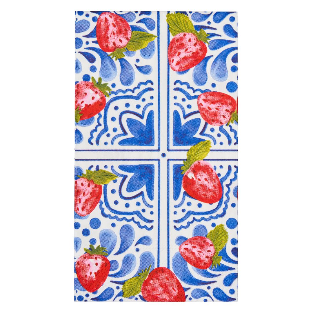 Premium Guest Towels Set - 20 Pack Soft Blue Strawberry Design for Bathroom, Kitchen & Party Decor | Elegant Paper Hand Towels for Home & Hospitality Use