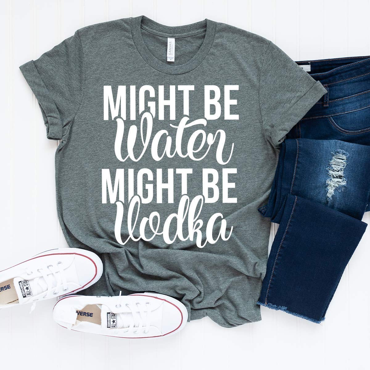 Funny Vodka T-Shirt - 'Might Be Water Might Be Vodka' Saying Tee for Women - Perfect for Parties, Graduation & Casual Wear