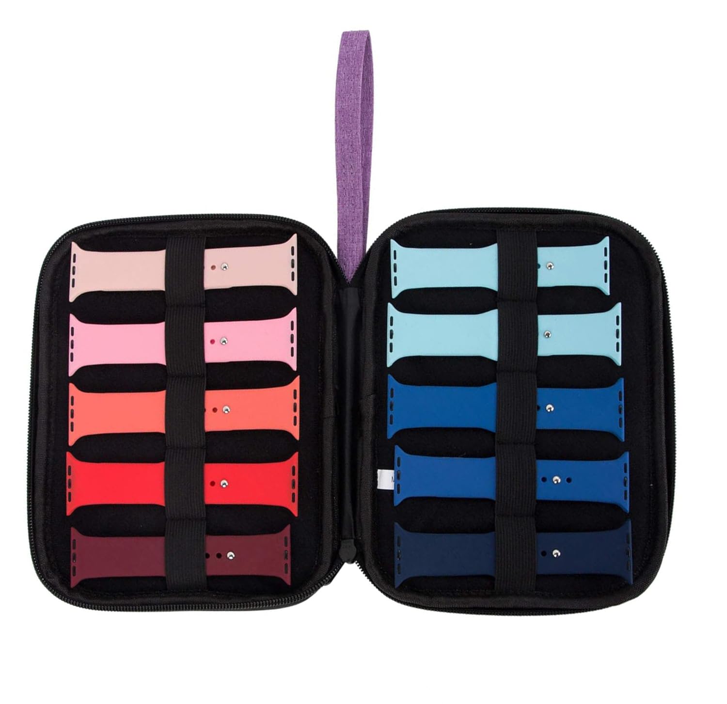 PACMAXI Watch Band Storage Organizer - Holds 10 Watch Straps, Travel-Friendly Watch Band Carrying Case with Zipper Closure, Durable Watch Accessories Organizer (Purple) - Perfect for Travel, Home Storage & Watch Collection Organization