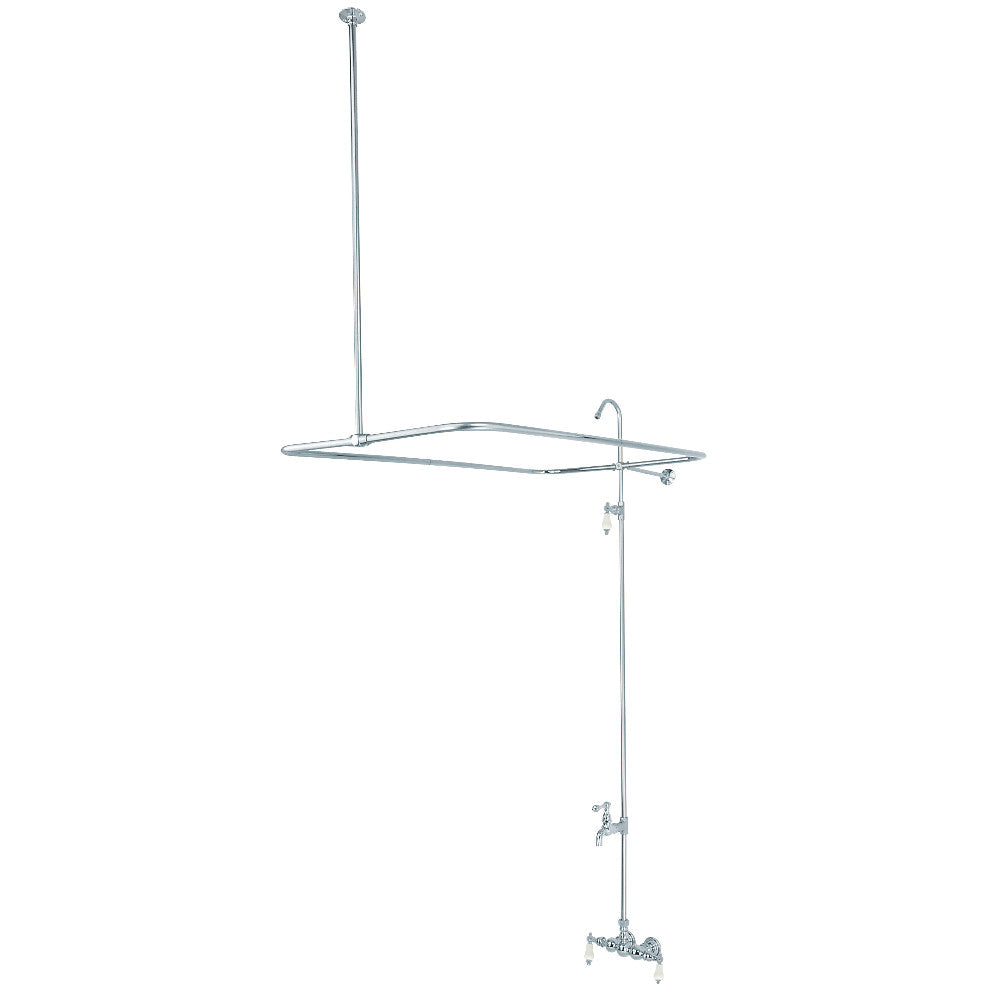 Kingston Brass CC65T2 Vintage Wall Mount Tub Faucet with Shower Enclosure - Classic Bathroom Fixture for Clawfoot & Freestanding Tubs - Perfect for Vintage & Farmhouse Style Bathrooms