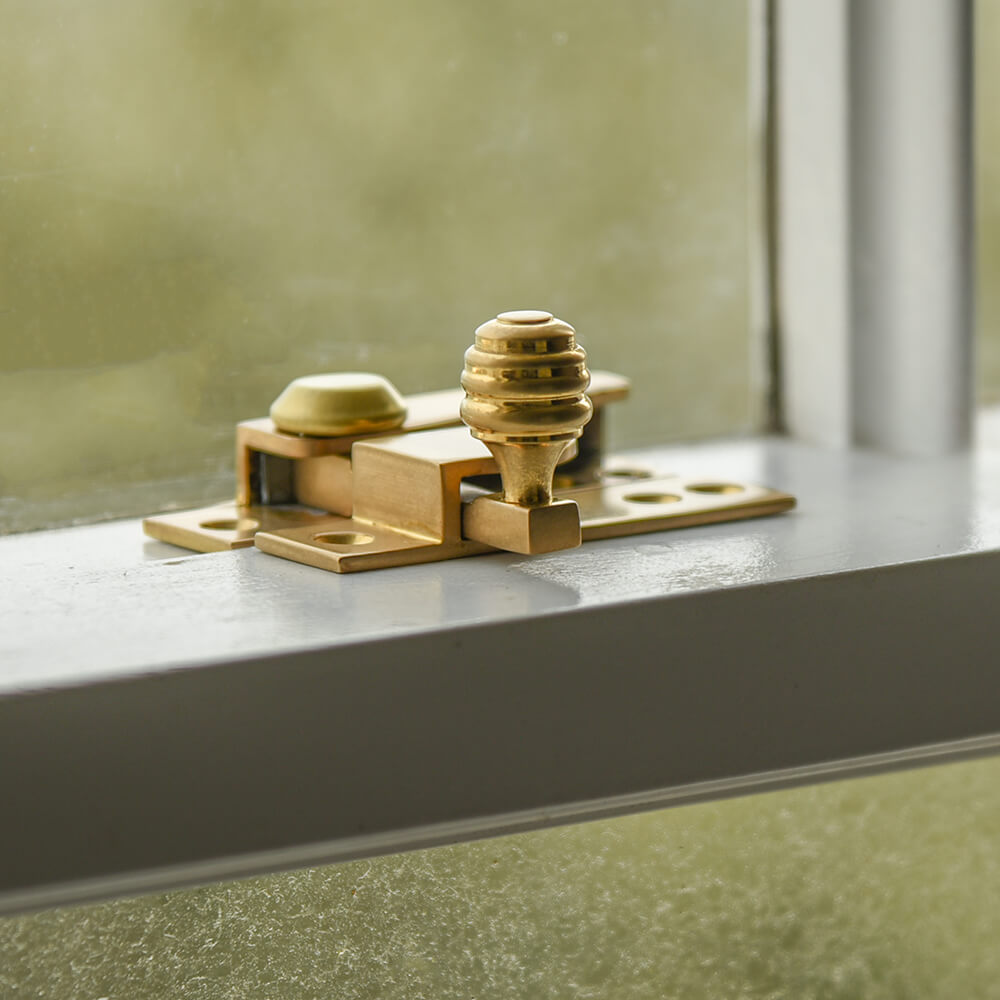Vintage Aged Brass Beehive Sash Window Fastener - Classic Home Restoration Hardware for Victorian & Cottage Style Windows - Perfect for Antique Home Decor & DIY Window Repair Projects