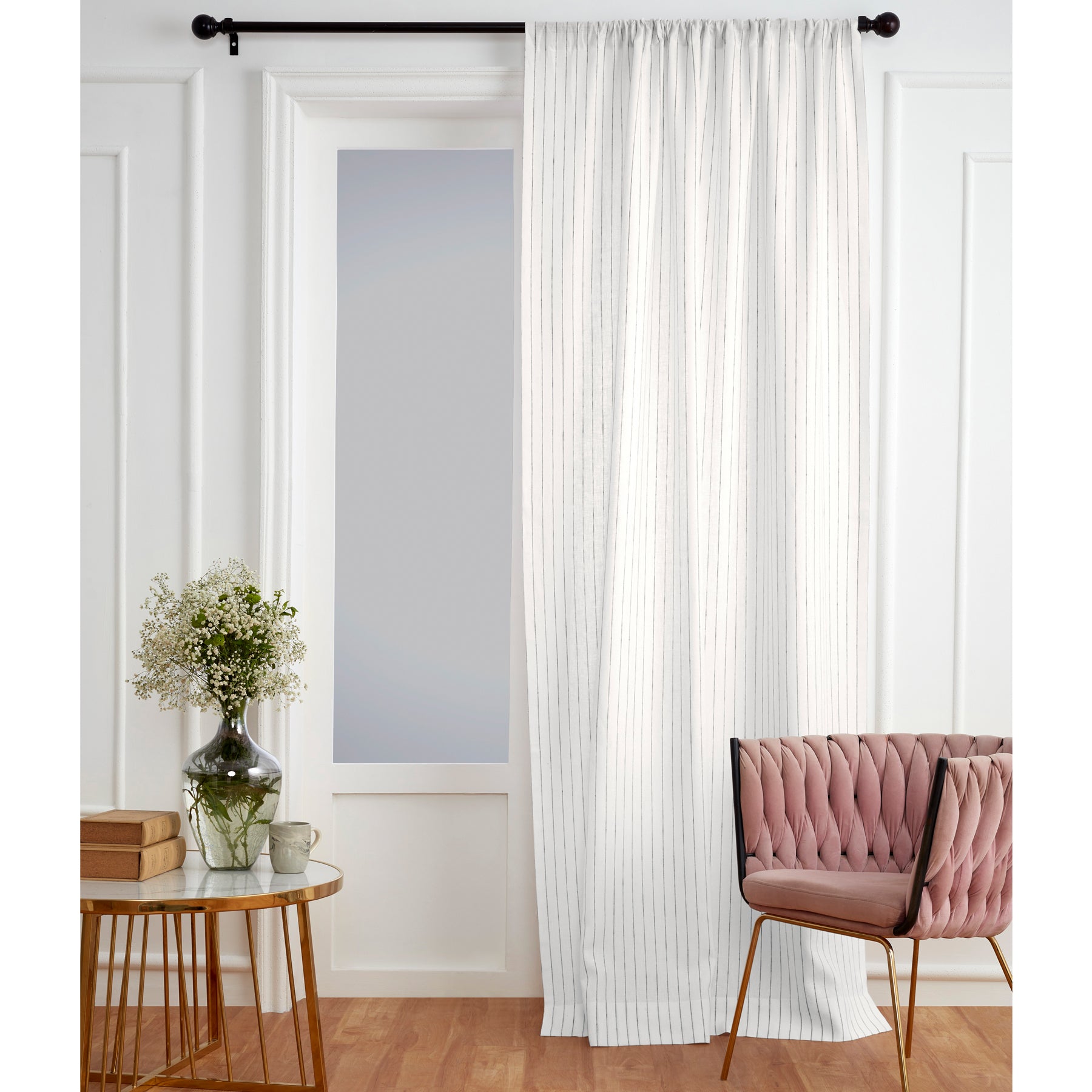 Stylish Pinstripe Curtains for Living Room & Bedroom - Blackout Window Treatments for Home Decor