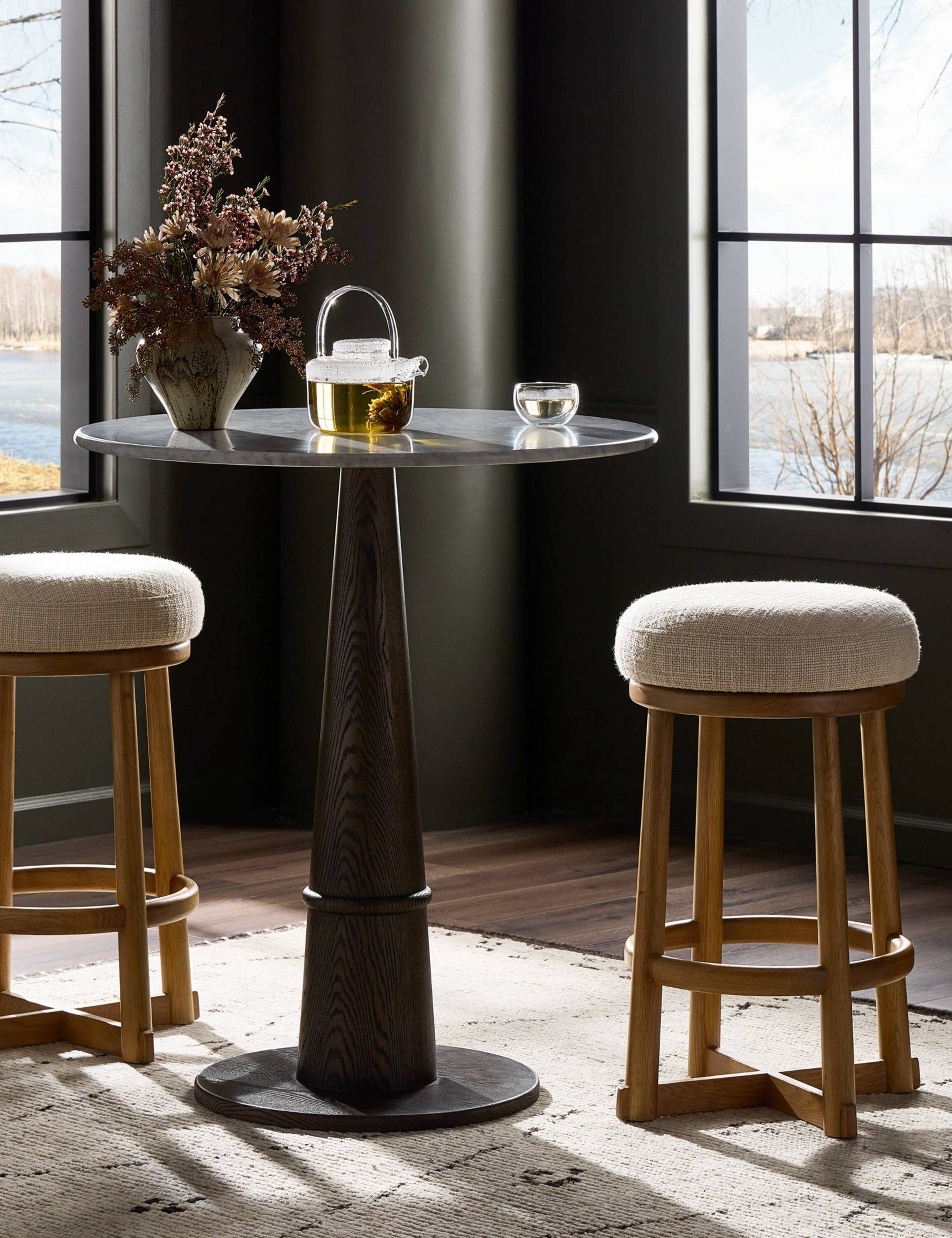 Clarisse Swivel Counter Stool - Adjustable Height Bar Stool with 360° Rotation for Kitchen Island, Breakfast Nook & Home Bar - Modern Dining Furniture for Small Spaces
