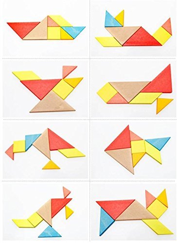 Vibgyor Vibes 7-Piece Wooden Tangram Puzzle Set - Educational Brain Teaser for Kids | STEM Learning Toy for Children's Cognitive Development | Perfect for Classroom, Homeschool & Family Game Night