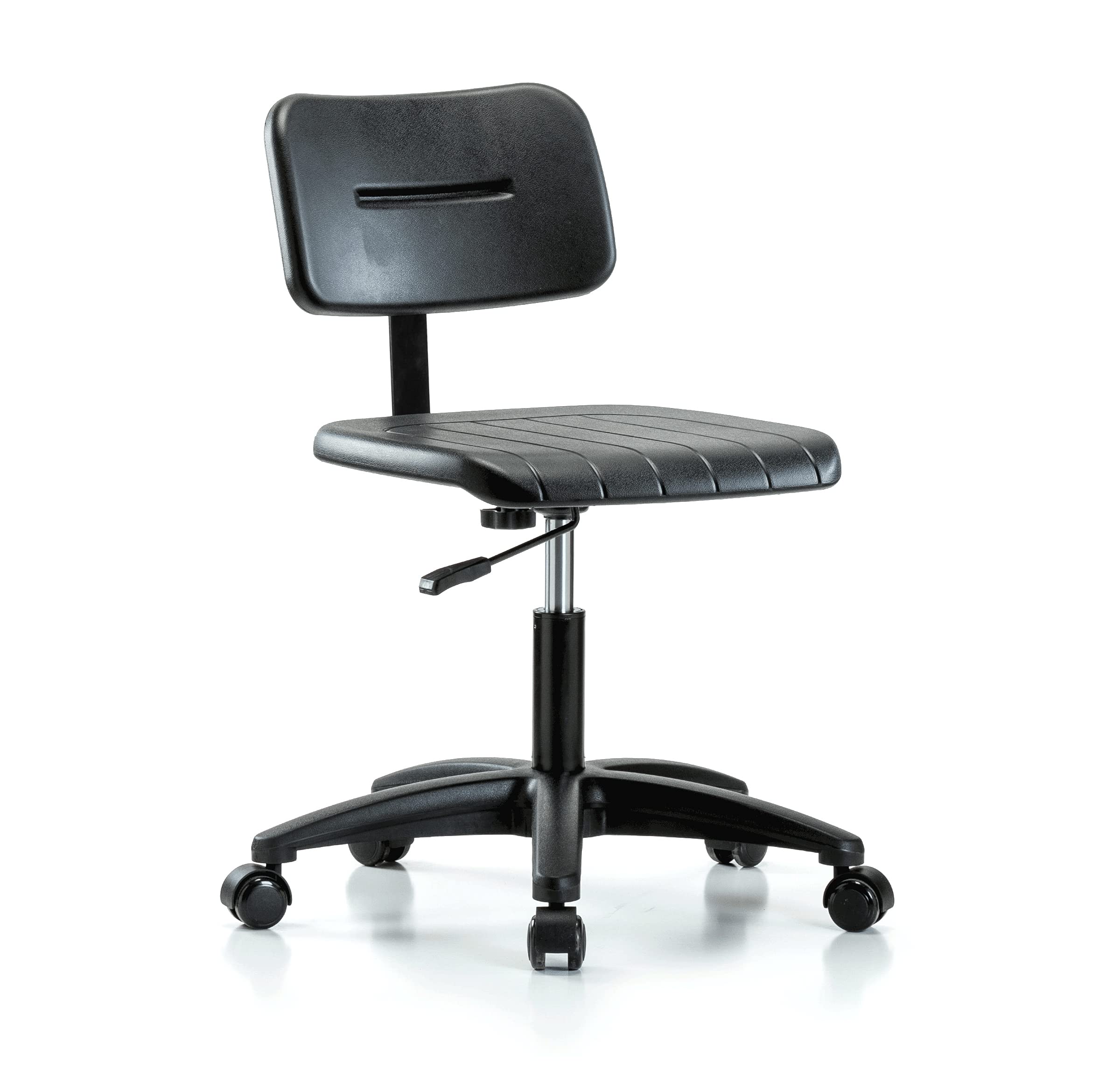 Ergonomic Industrial Rolling Office Chair with Wheels for Hardwood & Tile Floors - Adjustable Height Task Chair for Desk Work, Warehouse, Workshop & Home Office Use