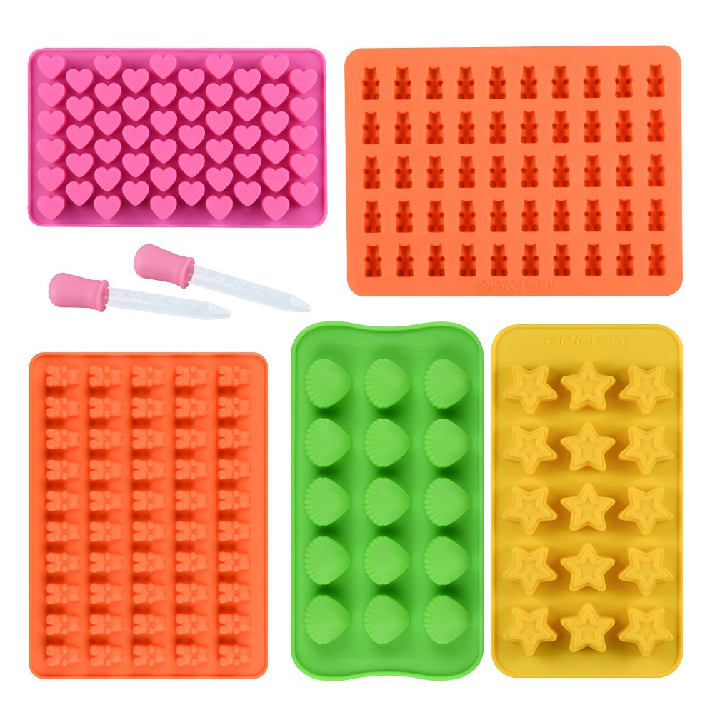 Premium Silicone Chocolate & Gummy Candy Molds Set - Nonstick Ice Cube Tray with Hearts, Stars & Shell Shapes for DIY Desserts, Party Treats & Baking Decorations