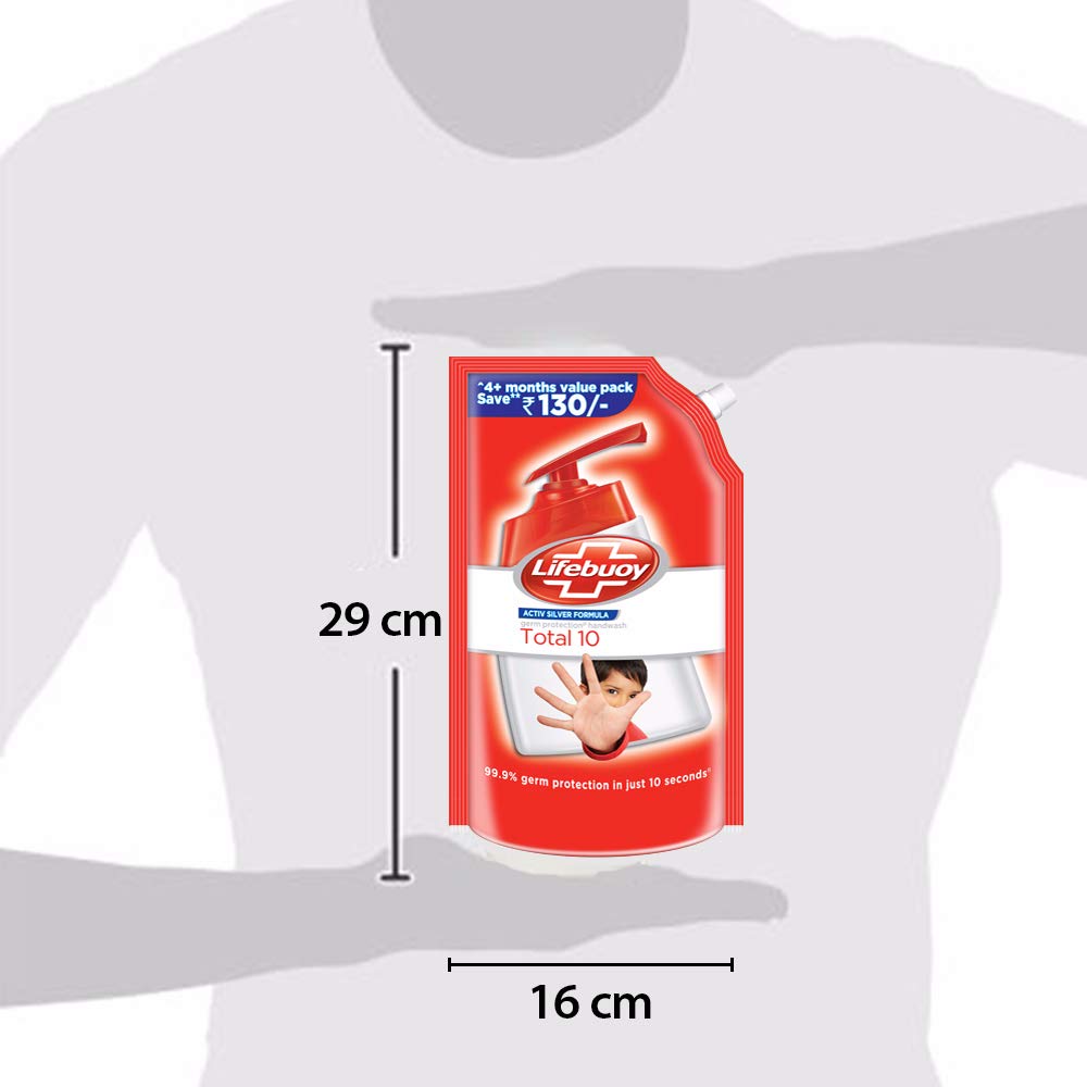 Lifebuoy Total 10 Active Natural Hand Wash - Antibacterial Liquid Soap, 750ml (Pack of 2) for Home, Kitchen & Bathroom | Kills 99.9% Germs, Moisturizing Formula