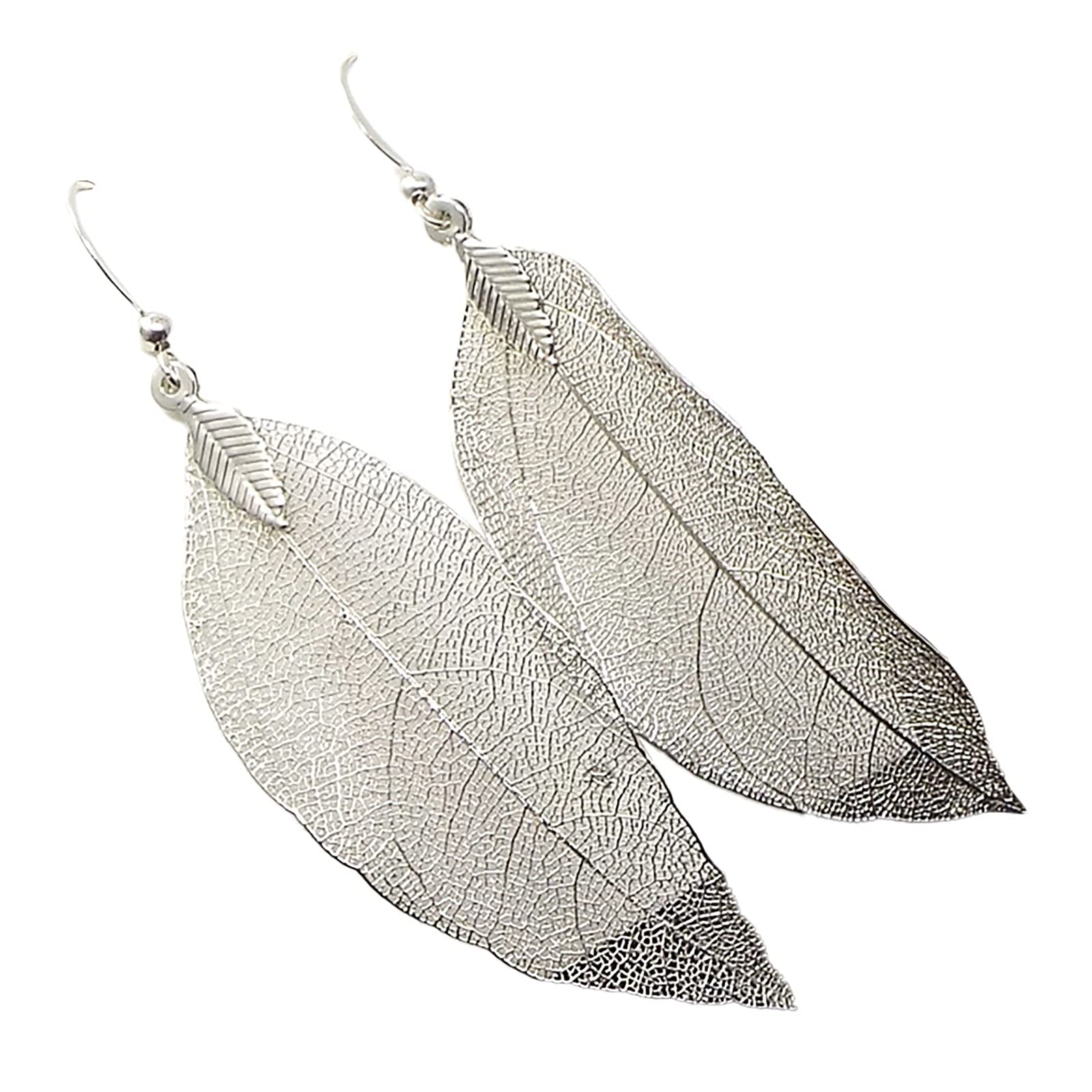 Natural Leaf Earrings for Women - Boho Dangle Drop Fashion Jewelry in Silver & Gold Hoop Styles | Perfect for Casual Wear, Parties & Gifts
