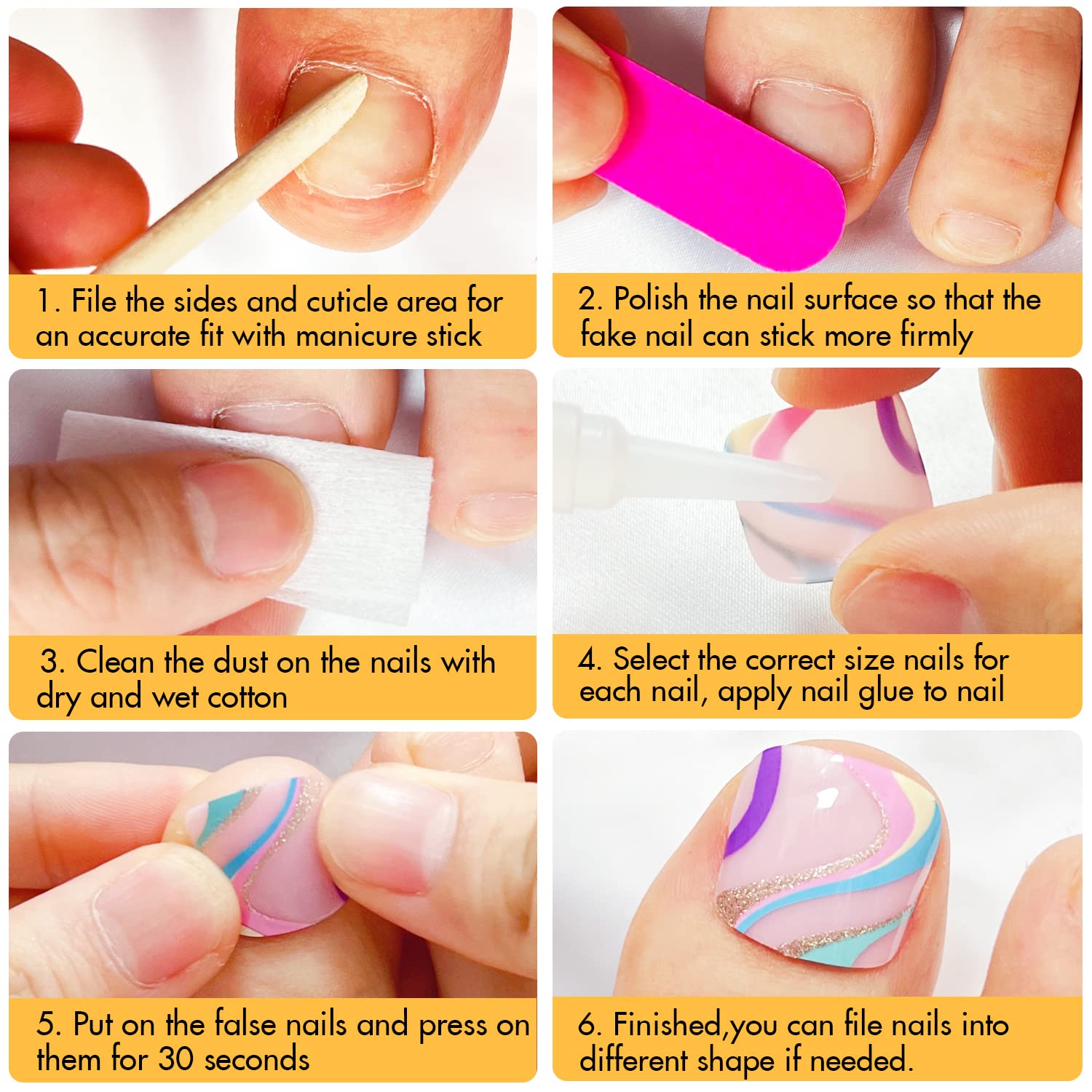 Black French Tip Press on Toenails for Women - Glossy Fake Short Square Acrylic Toe Nails | Reusable & Natural Seamless Fit | 24Pcs with Glue | Perfect for Pedicures, Parties & Everyday Wear