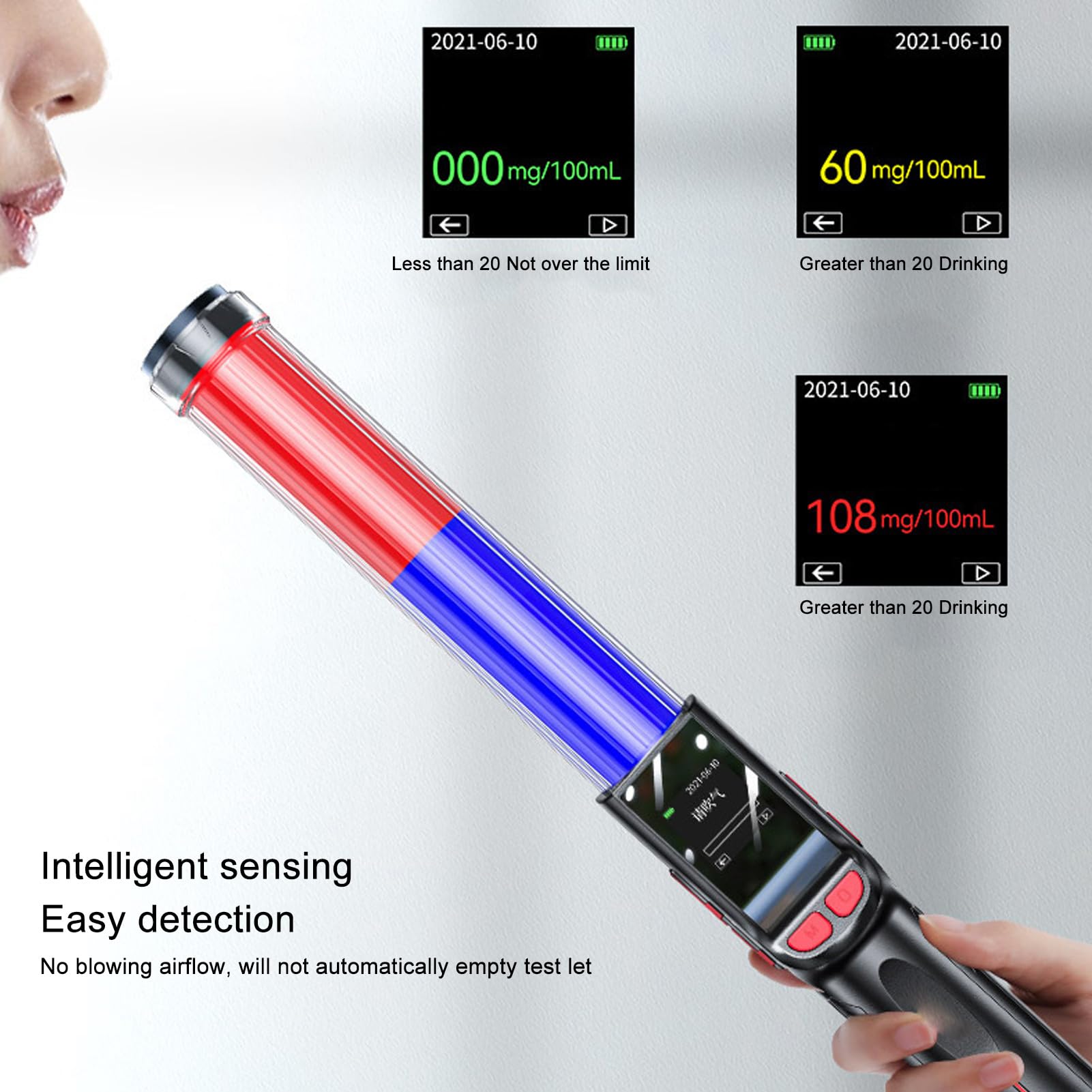 **Digital Breathalyzer with High Accuracy – Contactless Alcohol Tester, Color Screen, LED Light & Buzzer – Perfect for Personal Use, Workplace Safety, and Law Enforcement**