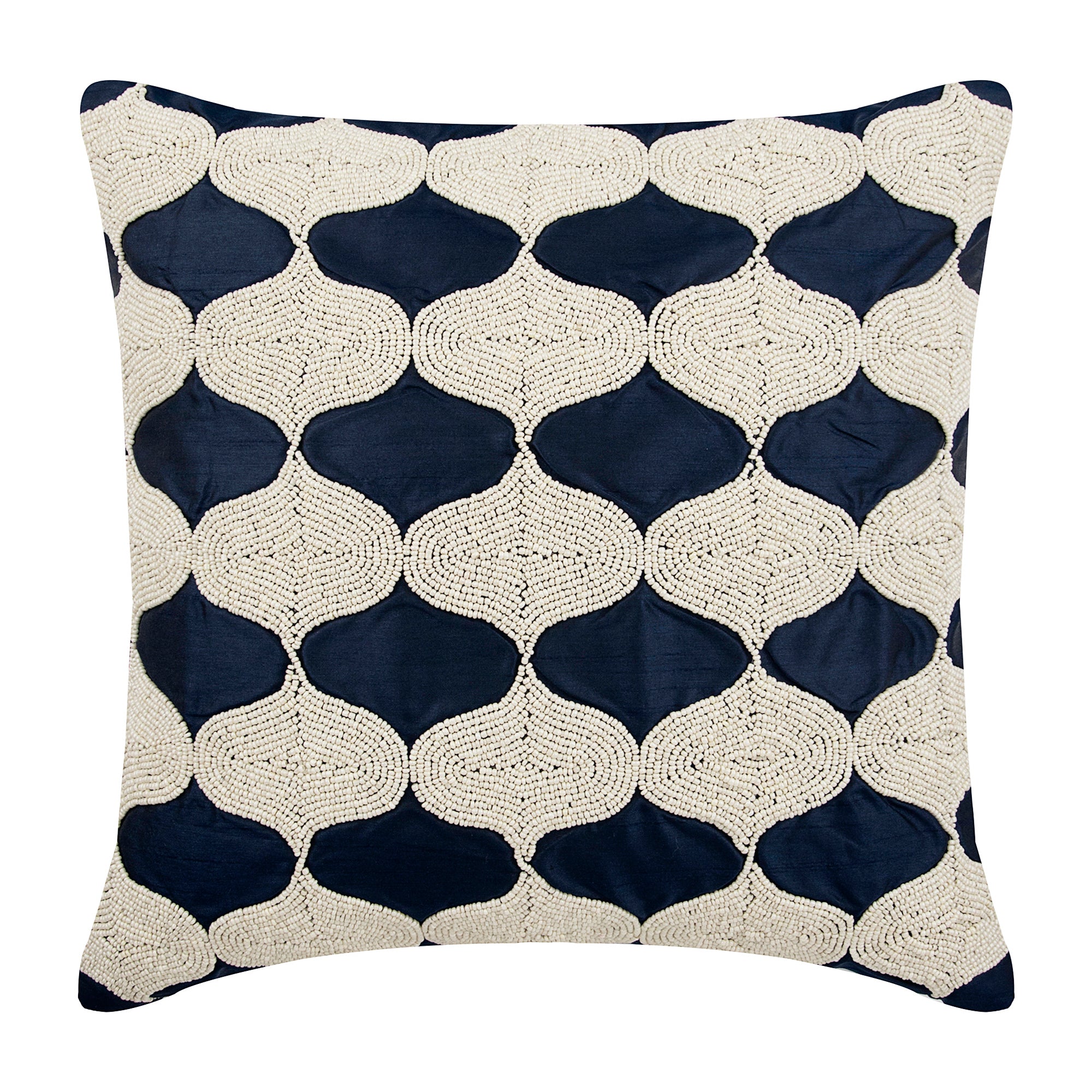 Aladdin Navy Blue Art Silk Throw Pillow Cover - Decorative Cushion Cover for Sofa, Bed, Living Room, Home Decor