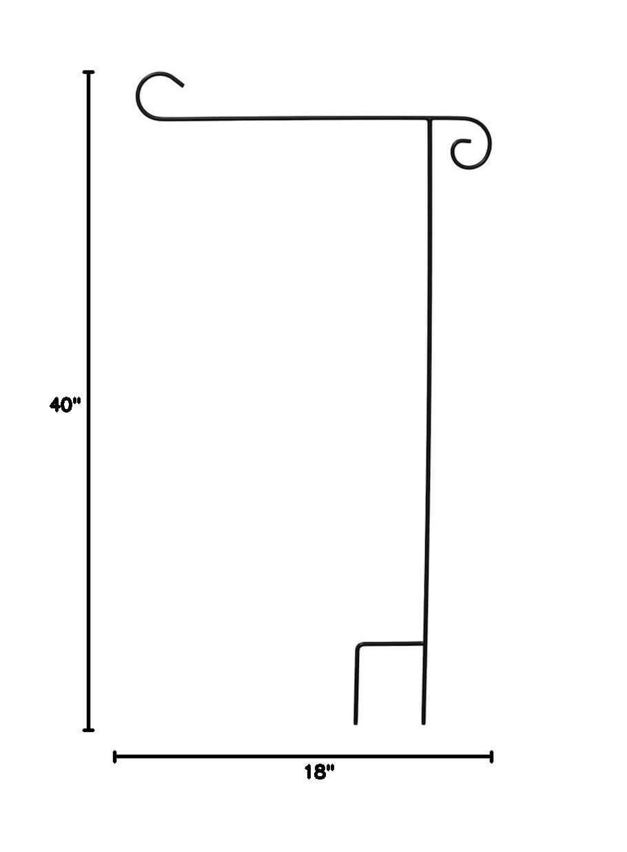 40 Inch Black Wrought Iron Garden Flag Stand - Heavy Duty Outdoor Yard Decoration for Patio, Lawn & Garden Decor - Briarwood Lane