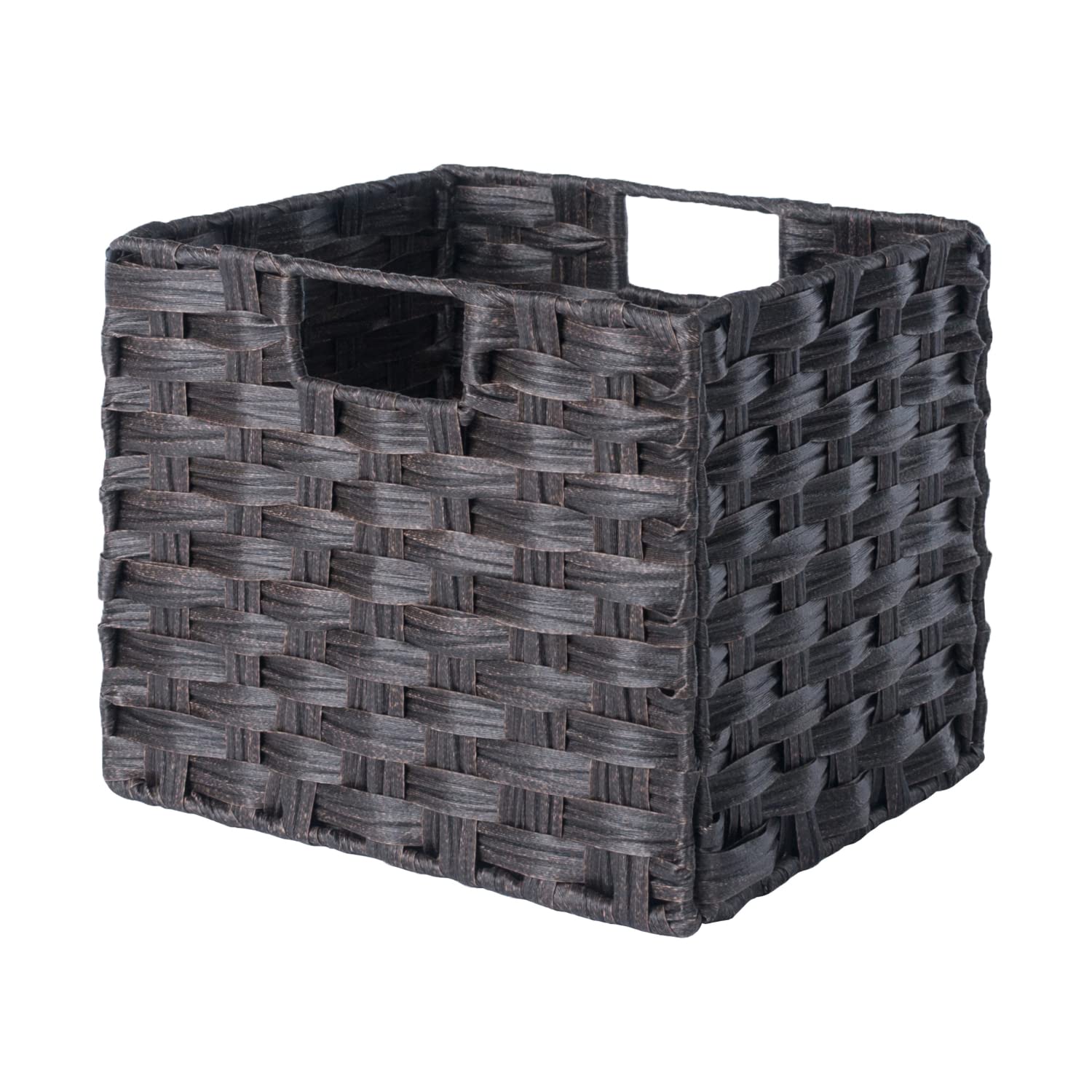 Contemporary Home Decor Set of 3 Chocolate Brown Foldable Woven Fiber Storage Baskets 32.5