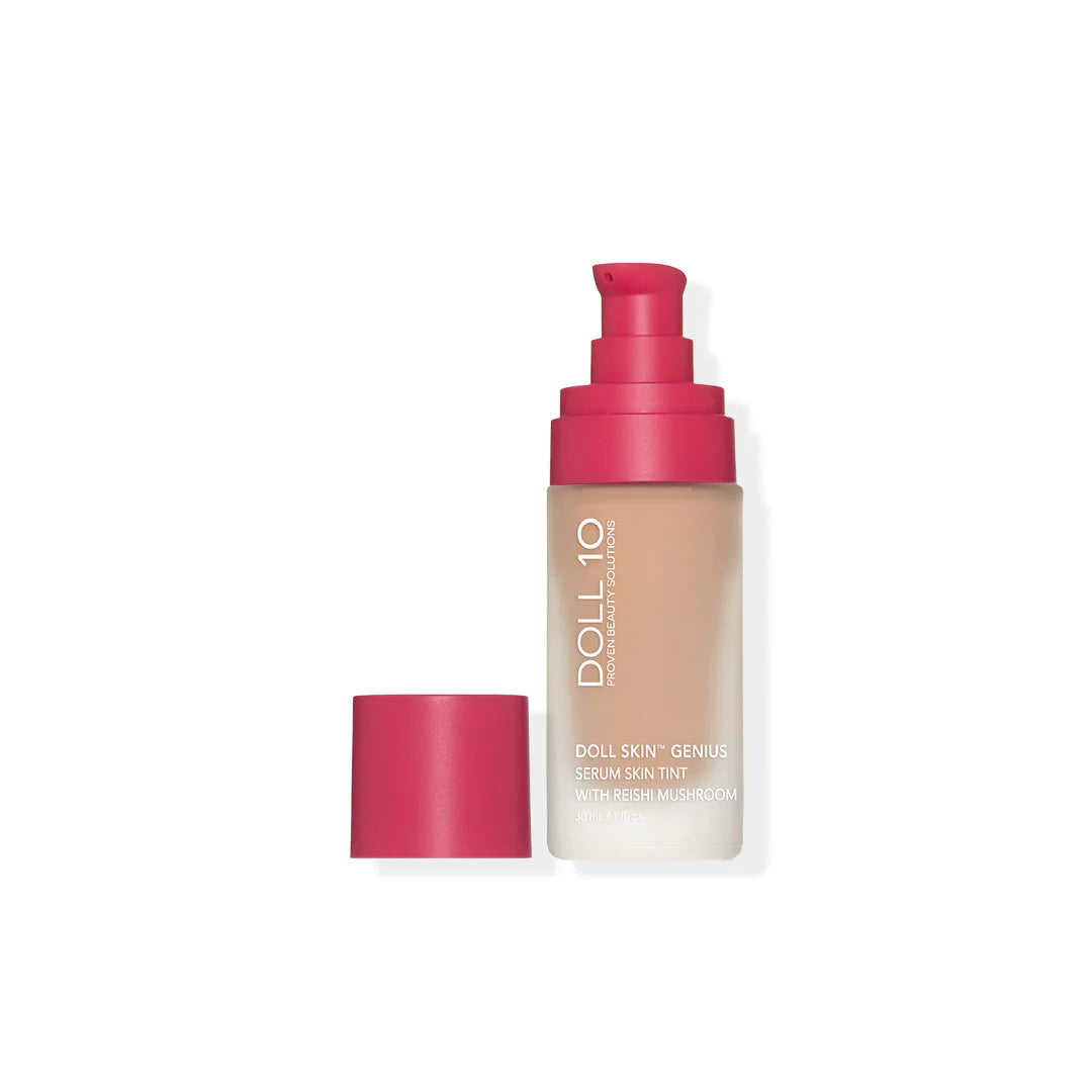 Doll 10 Skin Genius™ Serum Skin Tint with Reishi Mushroom - Lightweight Tinted Moisturizer with SPF, Hydrating Foundation for Flawless Coverage - Perfect for Daily Wear & Natural Makeup Looks