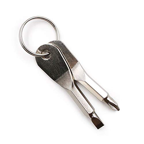 Stainless Steel Mini Keychain Pocket Tool Set - Slotted & Phillips Screwdriver, Multifunctional EDC Key Ring for Outdoor, Auto, Car Repair (Silver) | Perfect for Camping, Hiking, Emergency Fixes & Everyday Carry