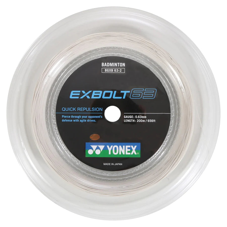 Yonex Exbolt 63 Badminton String Reel - High Performance Badminton String for Professional Players - Perfect for Tournament Play & Training Sessions