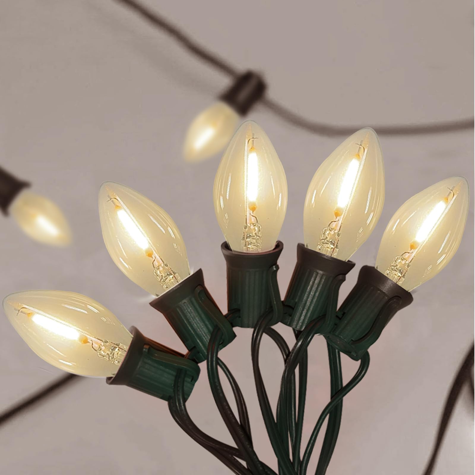 25FT C7 LED Christmas Lights Outdoor - Warm White String Lights with 27 Bulbs, UL Listed Vintage Holiday Decor for Patio, Backyard, Tree & Roofline | Perfect for Xmas Party, House Decorations & Winter Celebrations
