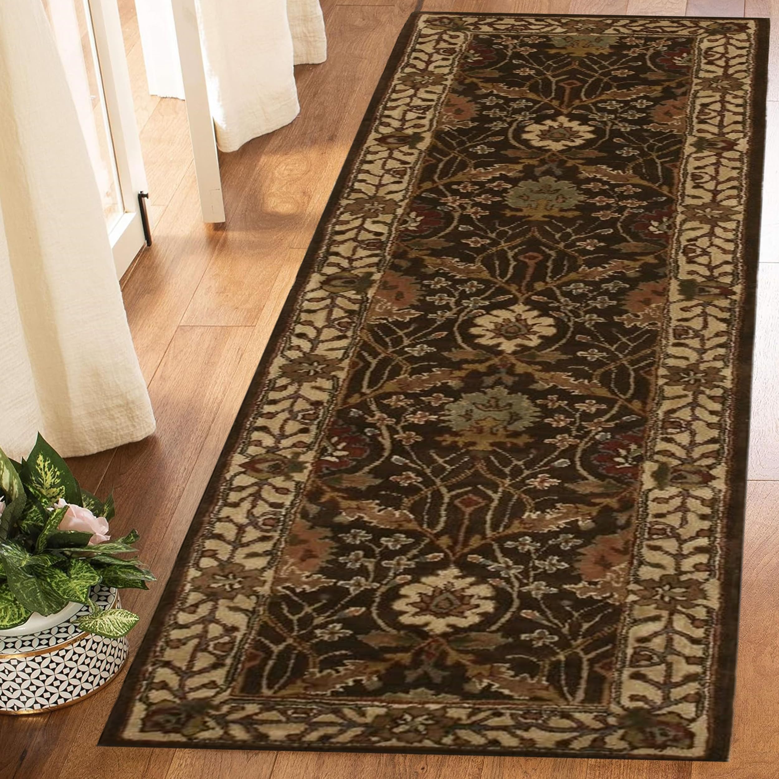 Handmade Wool Area Rug for Bedroom & Living Room - Low Pile Printed Indoor Floor Carpet for Home Décor, Entrance & Everyday Comfort | Perfect for Cozy Spaces, Home Staging & Interior Design