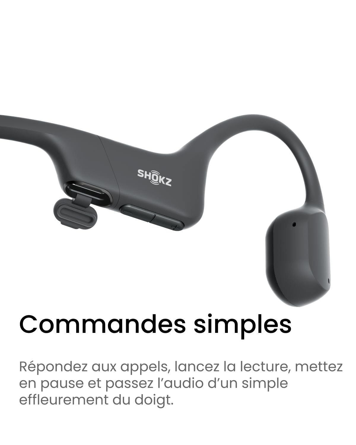 SHOKZ OpenRun Bone Conduction Bluetooth Headphones with Microphone - IP67 Waterproof Wireless Sports Headphones for Running, Cycling & Workouts - 8-Hour Battery Life, USB-C Charging (Comet Grey) | Perfect for Outdoor Activities, Gym Training & Daily Commute