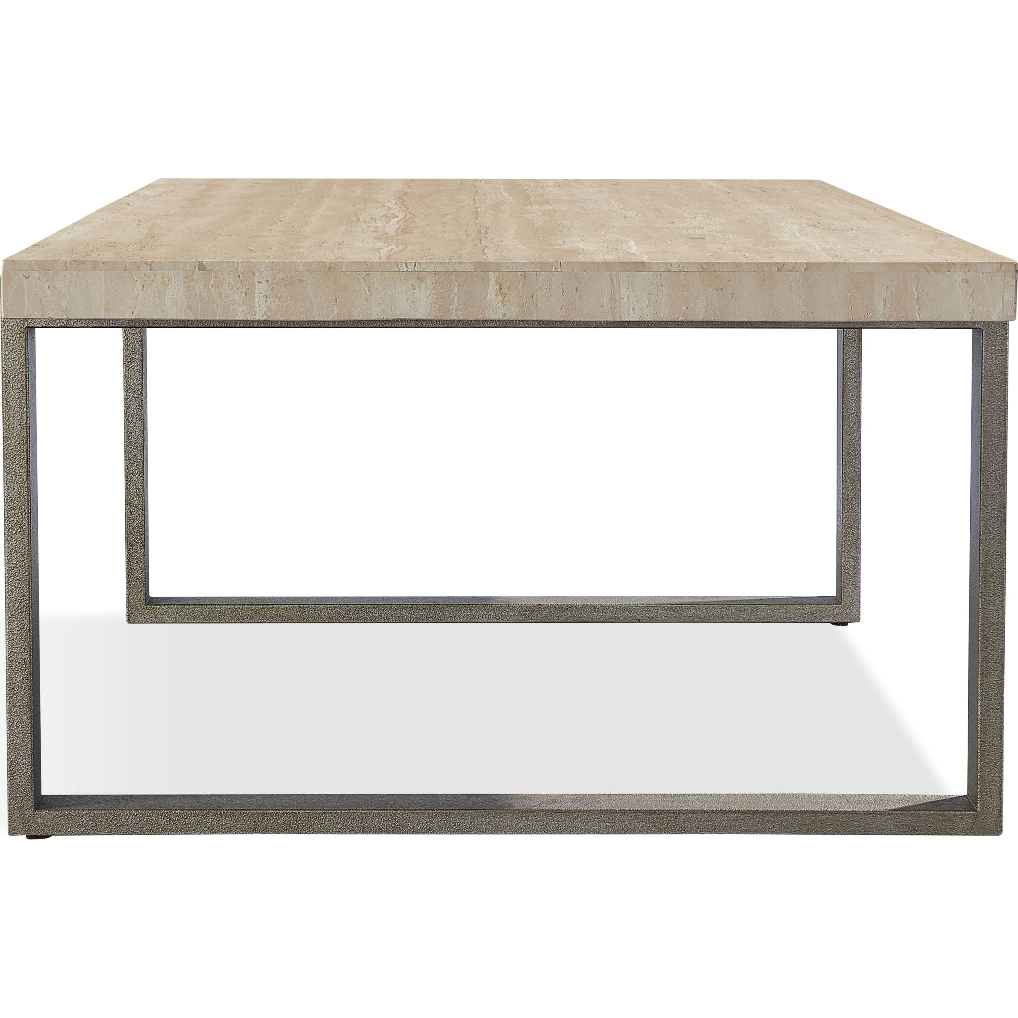 Ariela Natural Travertine Coffee Table with Bronze Metal Base - Modern Living Room Furniture for Home Decor & Entertaining