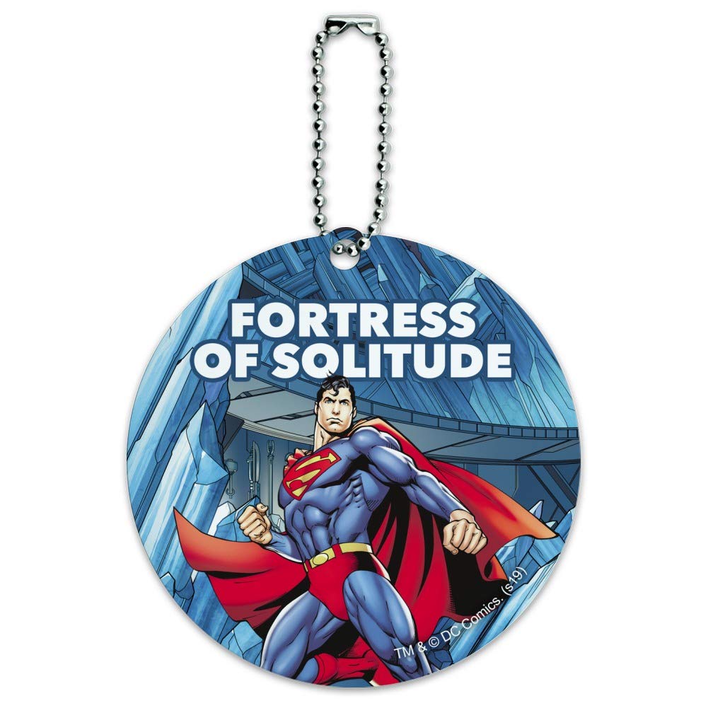 Superman Fortress of Solitude Round Luggage ID Tag - Durable Suitcase Name Tag for Carry-On Bags - Perfect for Travel, Business Trips & Vacation Identification