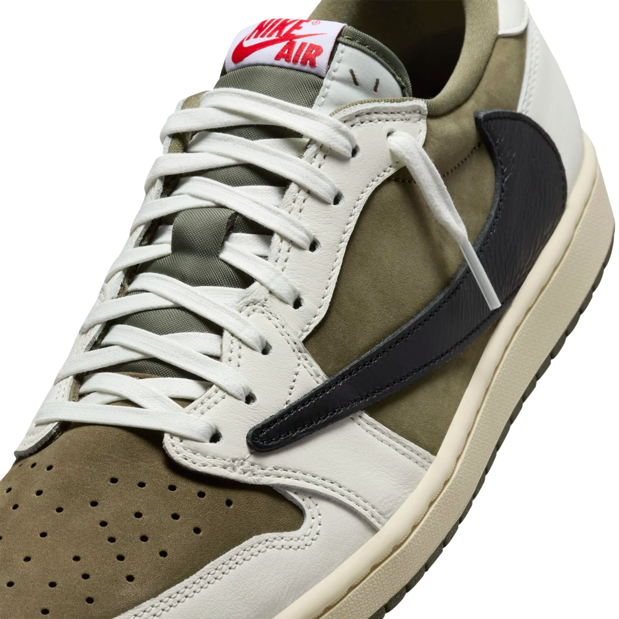 Travis Scott x Air Jordan 1 Low OG Medium Olive Sneakers - Men's Retro Basketball Shoes for Streetwear & Casual Outfits