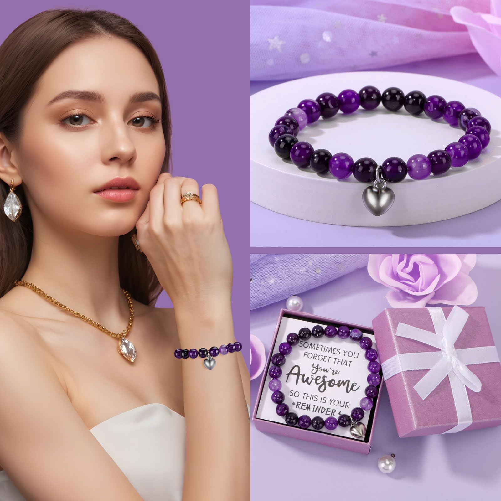 Relaxing Purple Spa Gift Set for Women - Self Care Birthday Gifts, Get Well Soon Care Package, Unique Mother's Day Present for Mom, Wife, Sister, Grandma & Girlfriend | Perfect for Home Spa Nights, Stress Relief & Pampering Gifts