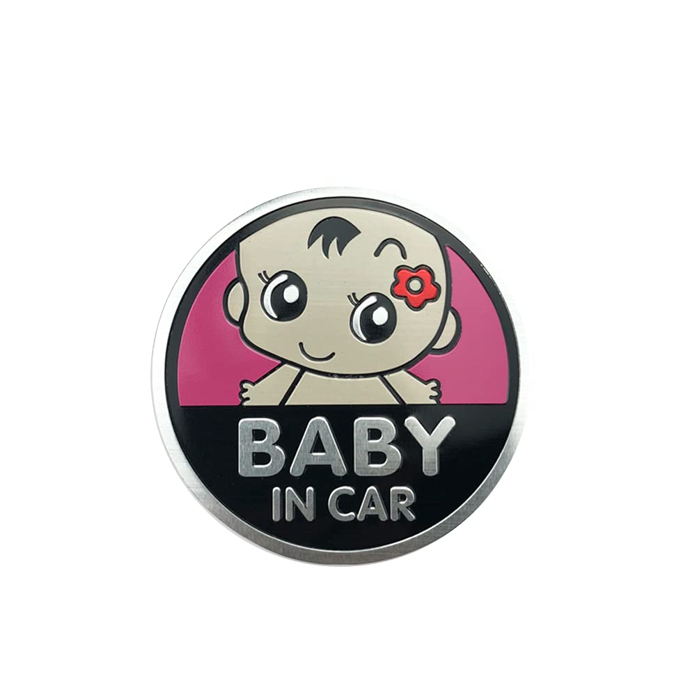 Waterproof Baby in Car Warning Sticker - Self-Adhesive Decal for Windshield, Window & Bumper - Pink Baby Board Sign for Safety - Perfect for Cars, Strollers & Nursery Rooms