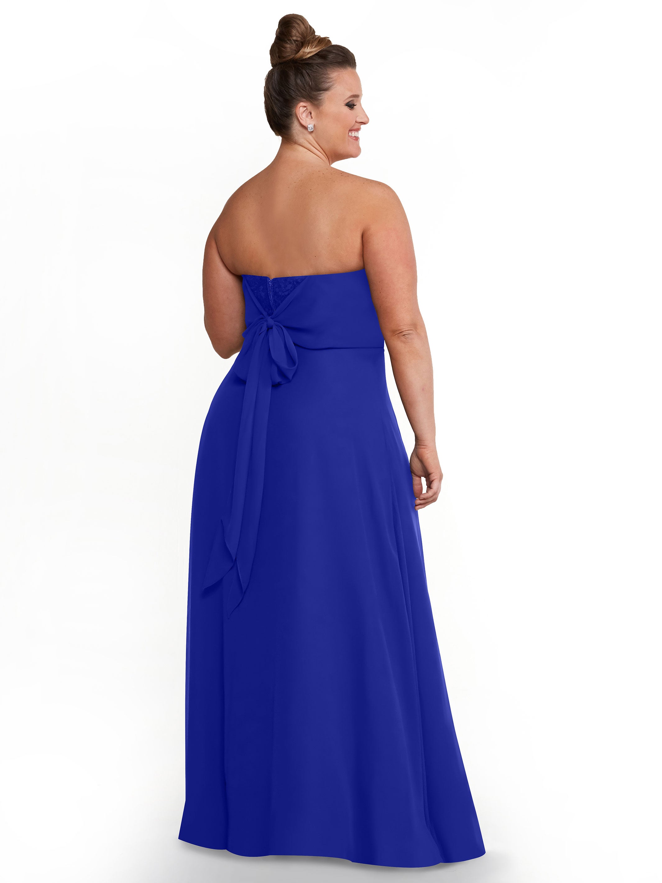 Elegant 80143 Chiffon Strapless Sweetheart Bridesmaid Dress with Lace & High Slit - Perfect for Weddings, Prom & Formal Events