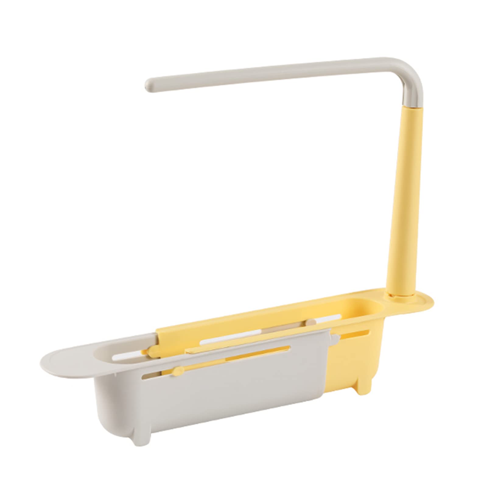 LEMCC Adjustable Telescopic Sink Storage Rack - Expandable Kitchen Sponge Holder with Dishcloth Hanger, Drain Basket for Efficient Home Kitchen Organization
