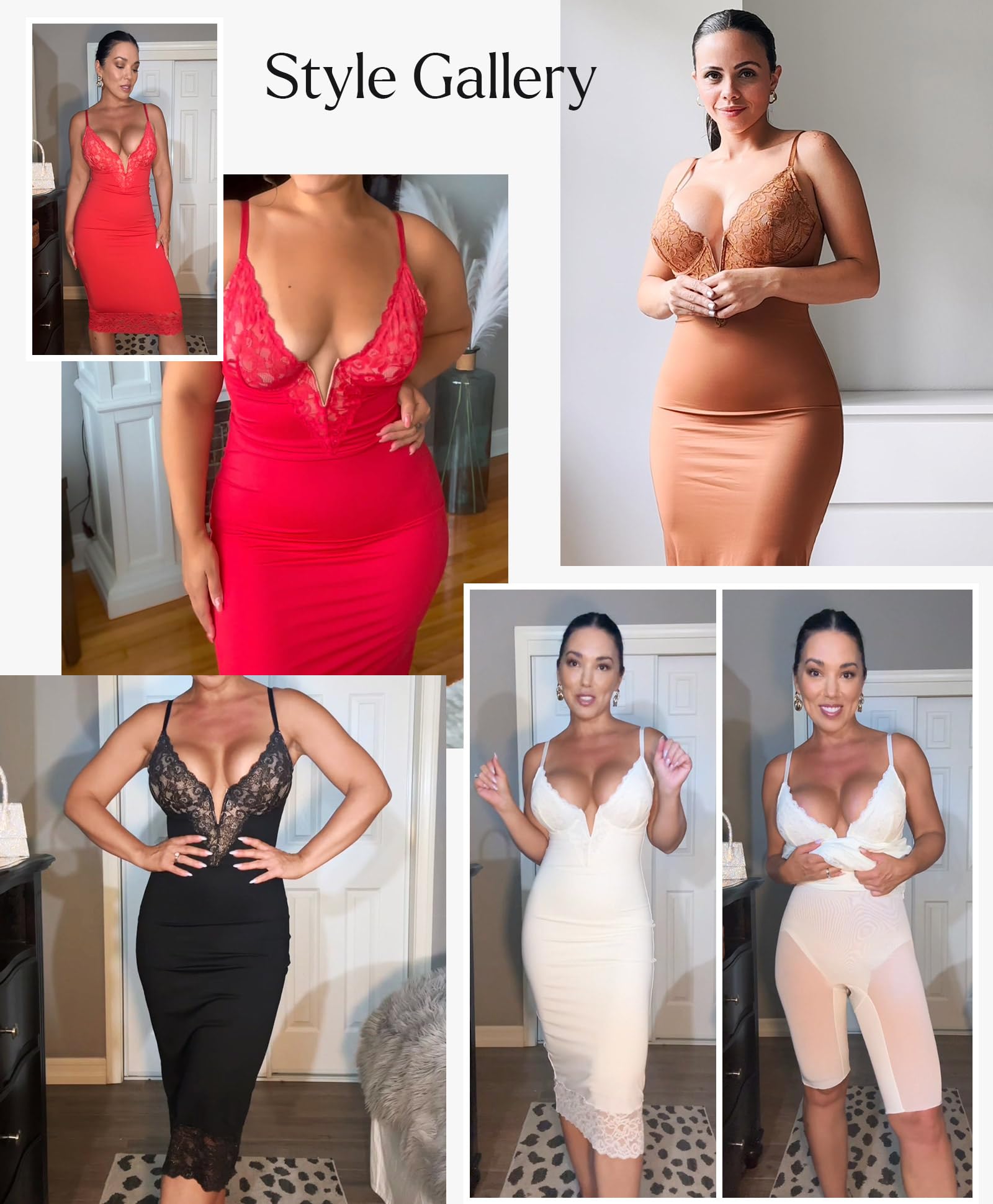 Popilush Women's Lace Corset Dress - V Neck Shapewear Tummy Control Midi Dress for Wedding Guest & Party Night - Perfect for Spring Events, Date Nights & Special Occasions