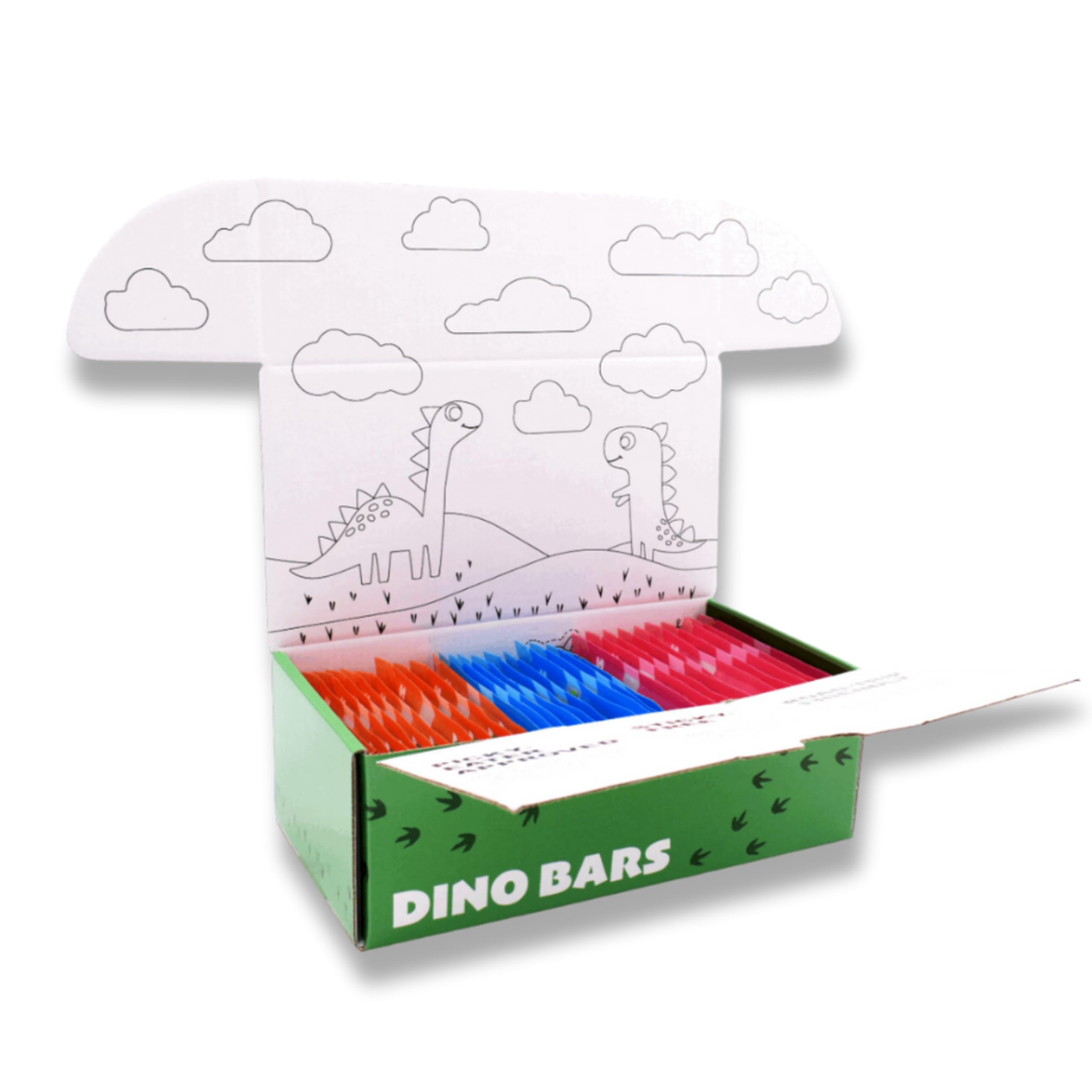 Organic Dino Bars for Kids - Healthy Fruit & Oats Snacks with Hemp Hearts & Coconut Oil | Blueberry, Strawberry & Mango Flavors | Edible Paper Wrapped Toddler Snacks | Variety Pack of 30 | Perfect for Lunchboxes, School Snacks & On-the-Go Nutrition | Ages 1+
