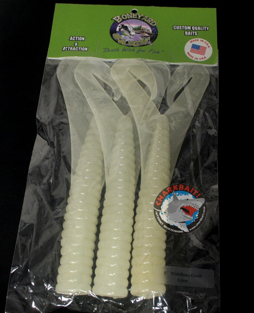 Boneyard Wish Bone 8 Twin Tail Grubs 3pk - Soft Plastic Fishing Lures for Bass, Trout & Walleye - Perfect for Freshwater & Saltwater Fishing