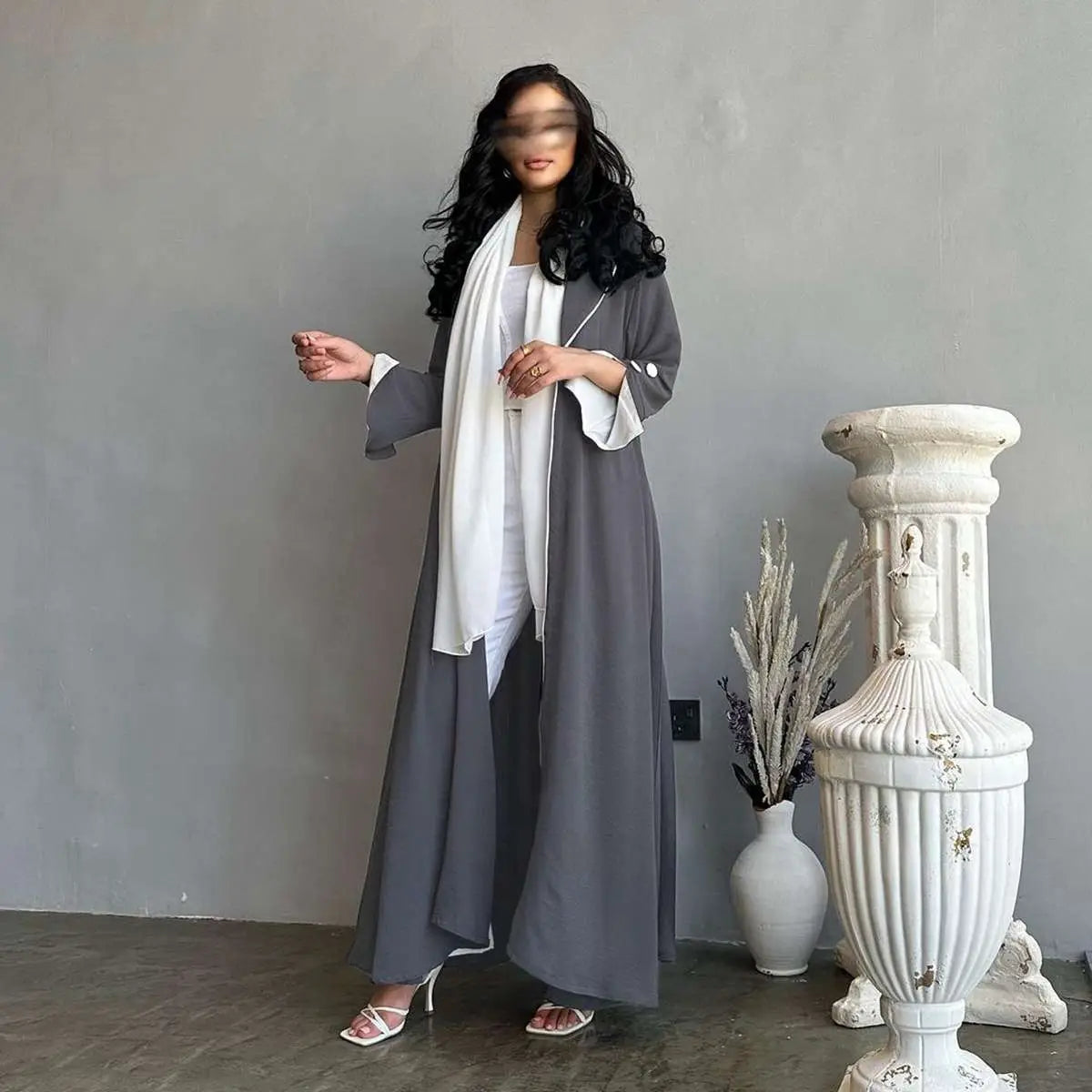 Elegant Muslim Women's Fashion Cardigan Open Abaya Dress - Modest Islamic Clothing for Prayer, Mosque & Everyday Wear