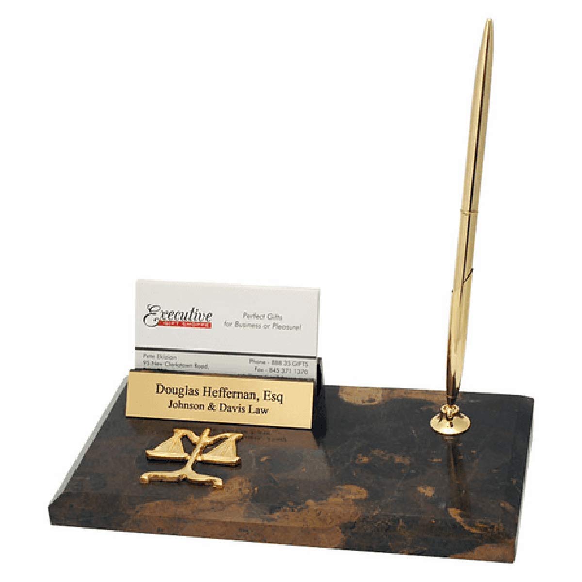 Premium Leather Business Card Holder & Pen Set for Lawyers - Executive Desk Organizer Gift for Attorneys, Professionals - Perfect for Office, Courtroom, and Corporate Gifts
