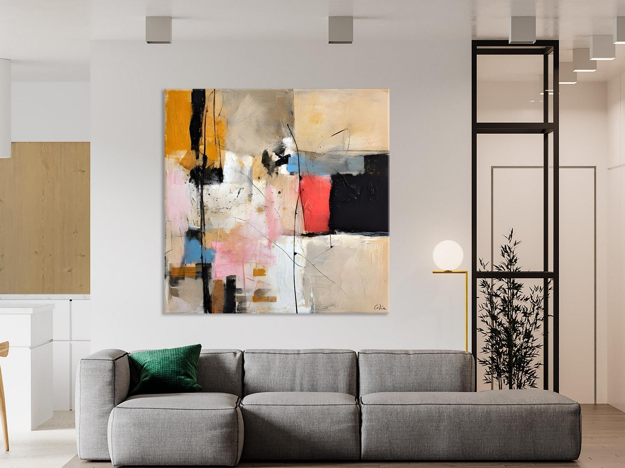 Contemporary Canvas Art - Modern Acrylic Abstract Paintings with Heavy Texture | Large Wall Art for Bedroom Decor & Living Room | Original Handmade Artwork for Home & Office