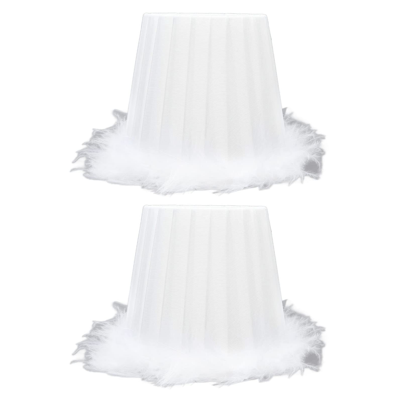 Honiwu 2PCS Clip On Round Lampshade for E14 Bulb - White Fabric Lamp Shade for Bedroom, Wall Light Decor - Perfect for Nightstand, Reading Nook & Cozy Ambiance