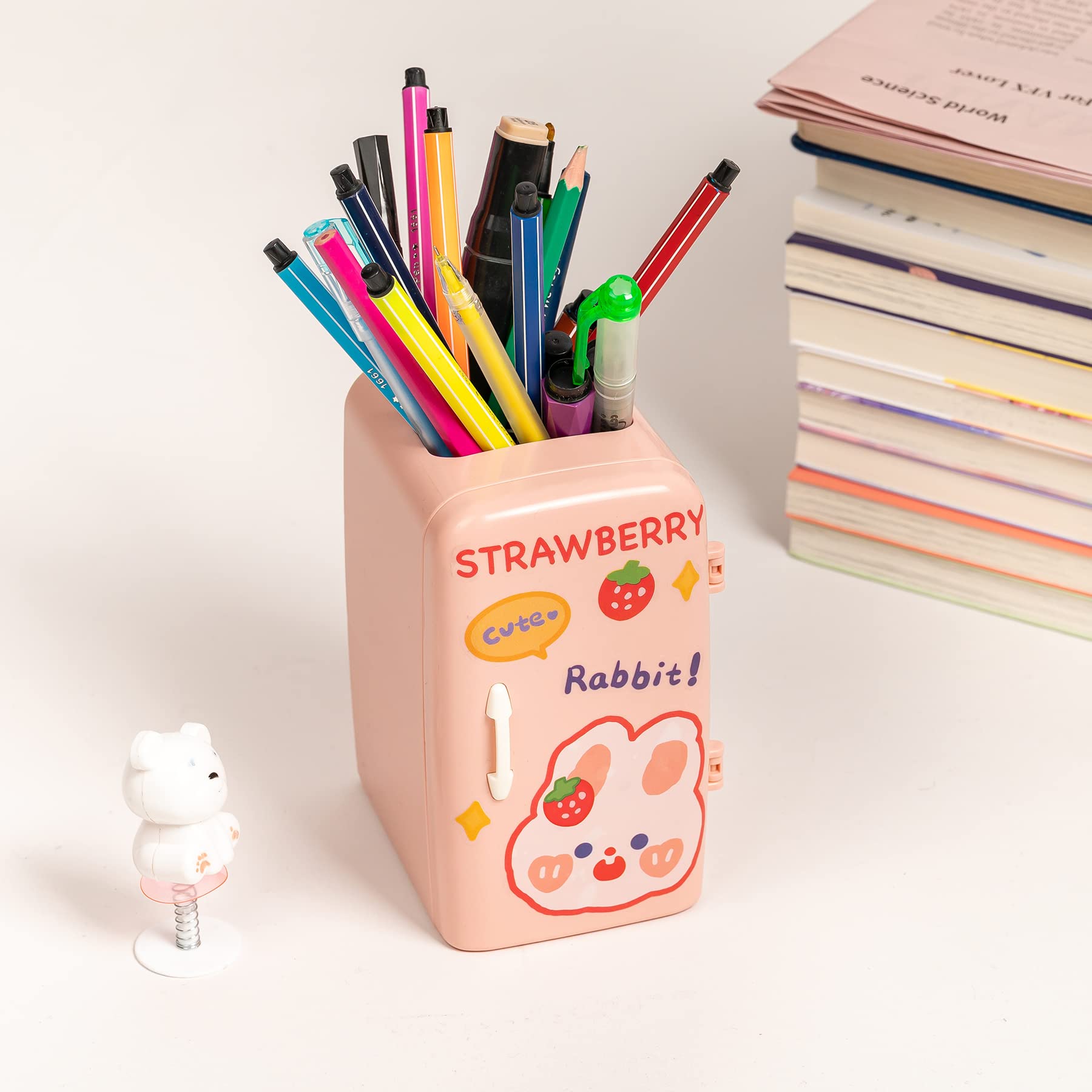 Premium Pen Holder Organizer with Drawer - Multi-Functional Desk Storage for Pens, Pencils & Office Supplies - Perfect for School, Home & Office Workspace (Pink)
