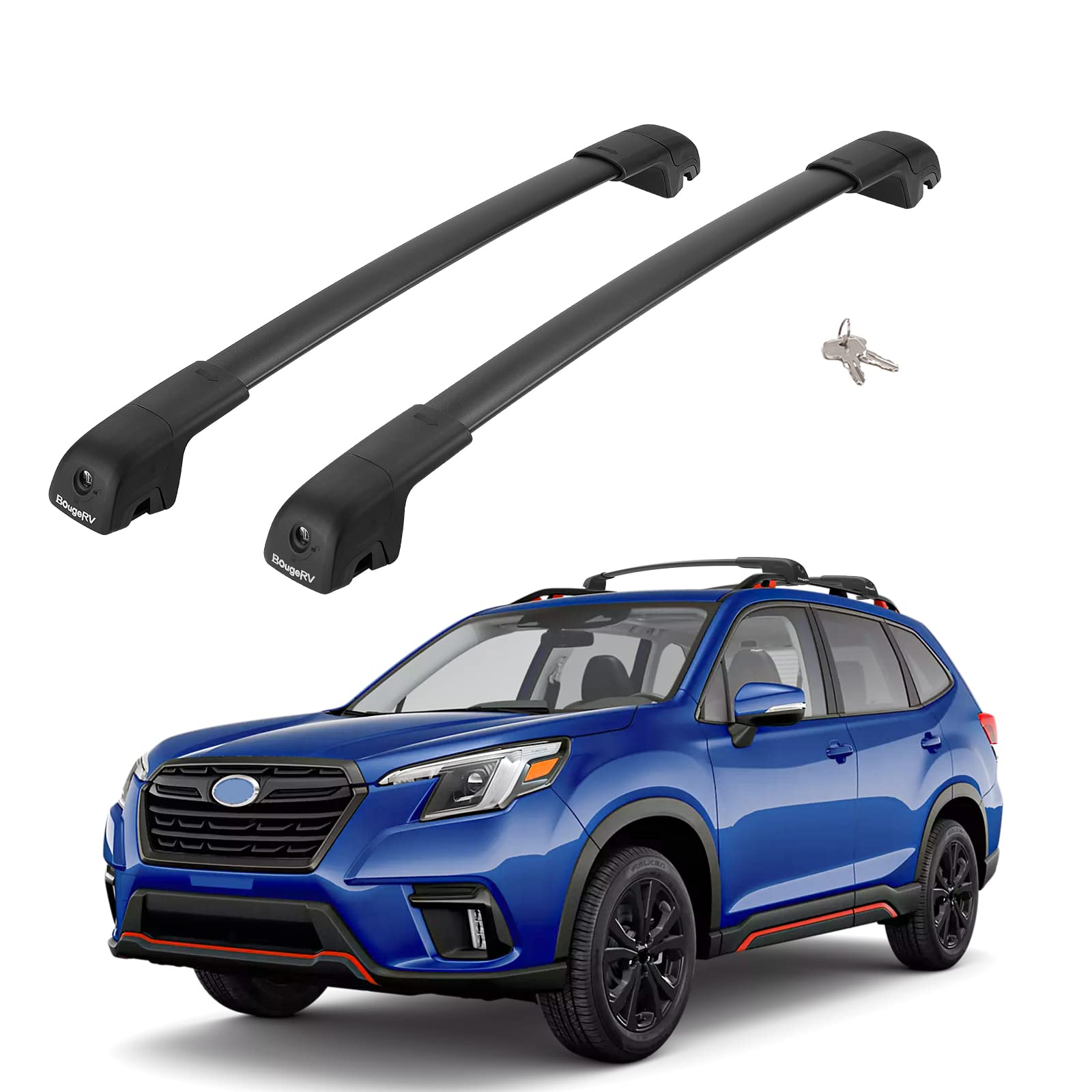 BougeRV Aluminum Roof Rack Cross Bars with Lock - Compatible with Subaru Forester Wilderness 2022-2024 | Heavy Duty Cargo Carrier for Luggage, Kayak, Canoe, Bike, Snowboard | Perfect for Road Trips & Outdoor Adventures