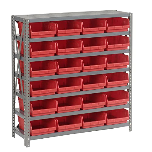 Global Industrial 7-Shelf Steel Storage Rack with 24 Plastic Bins (4