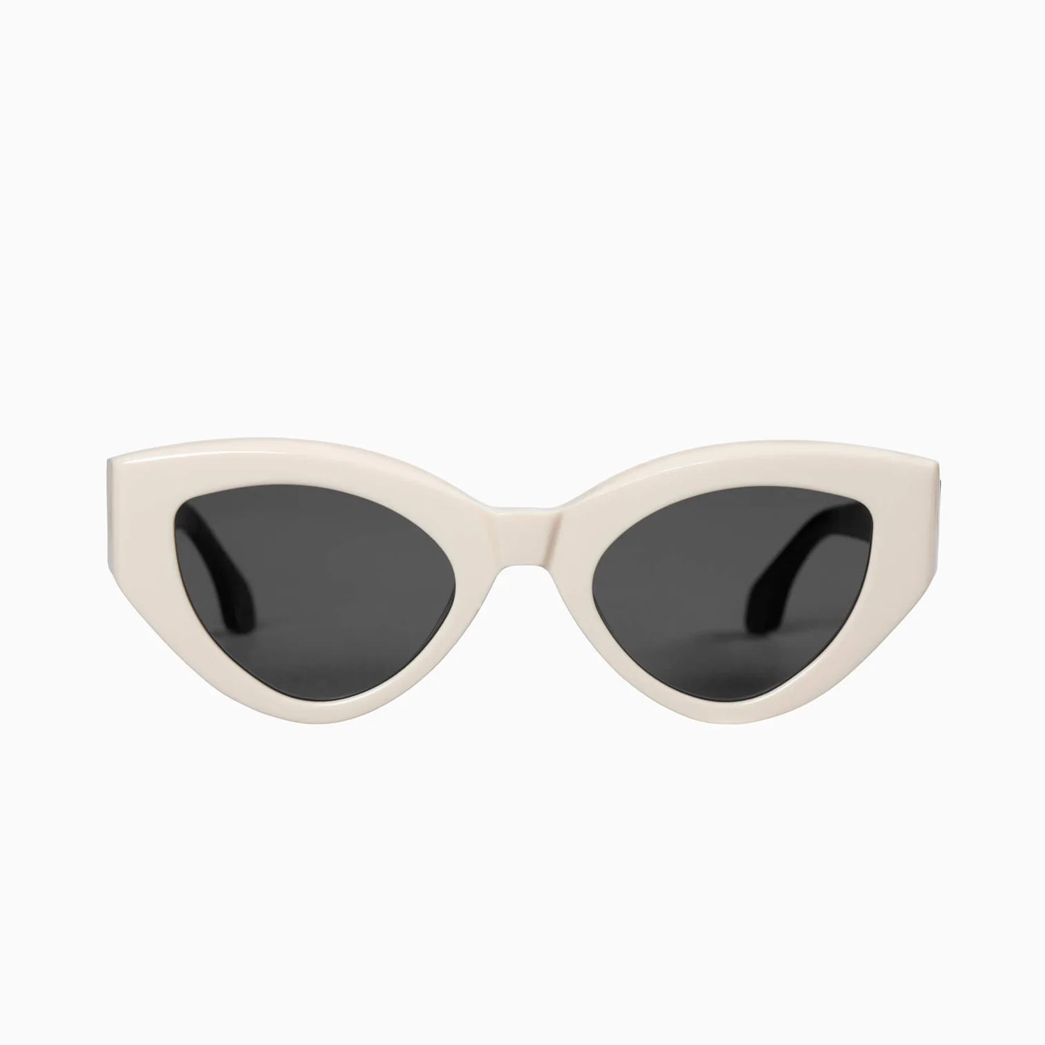 Bones Cream Face Black Temples Sunglasses with Silver Metal Trim & Black Lens - Stylish UV Protection for Outdoor Activities and Fashion