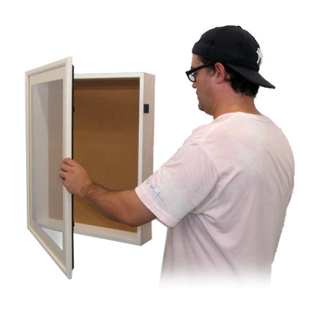 30 x 40 Inch SwingFrame Designer Wood Framed Shadow Box Display Case with Cork Board - 4 Inch Deep for Home Decor, Office Organization & Memorabilia Display