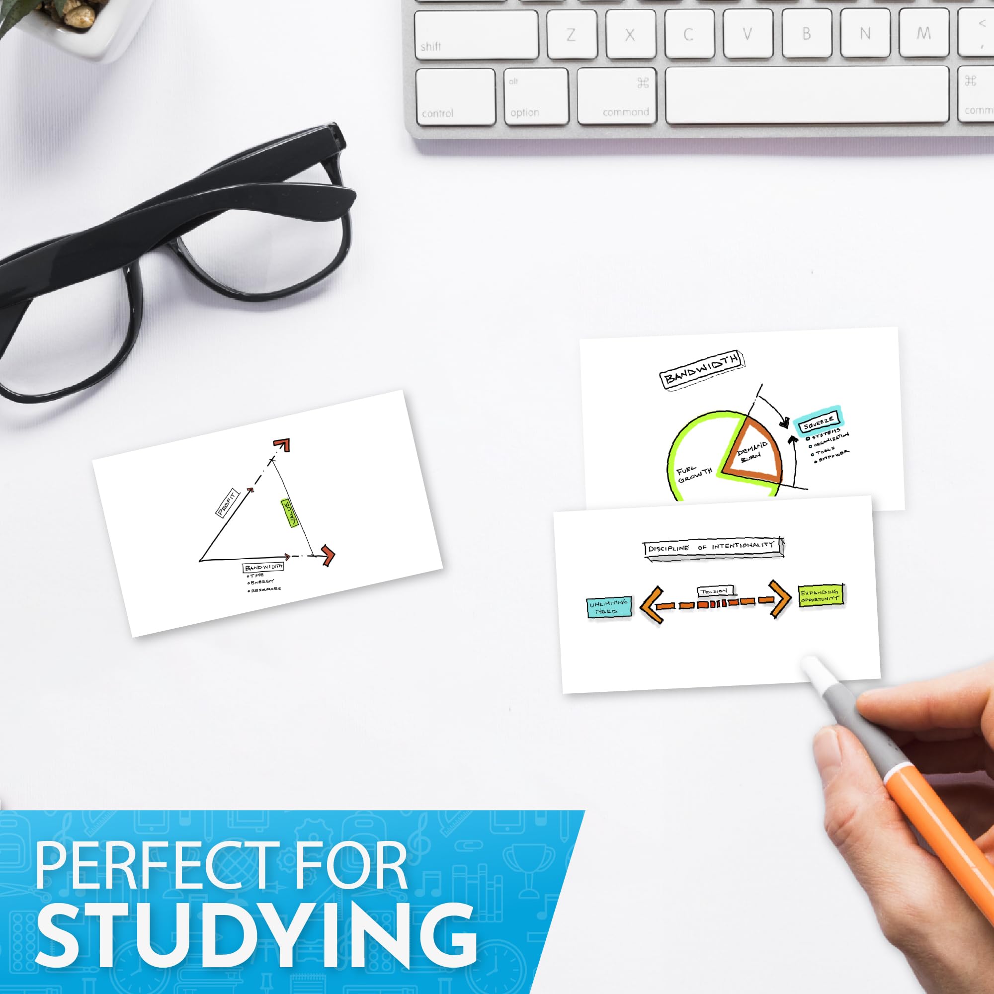 Premium 2x3.5 Inch Blank Index Cards - 50-Pack Heavy Duty Bleed-Proof Cardstock for Business Cards, Flashcards & Study Notes | Perfect for Office, School & Home Organization
