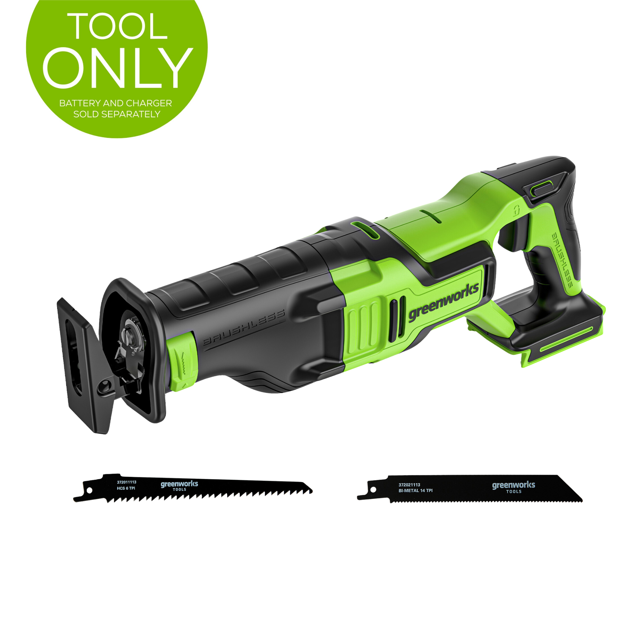 24V Cordless Reciprocating Saw - 1-1/8 Inch Stroke Length (Tool Only) - Perfect for Wood Cutting, Demolition & DIY Projects