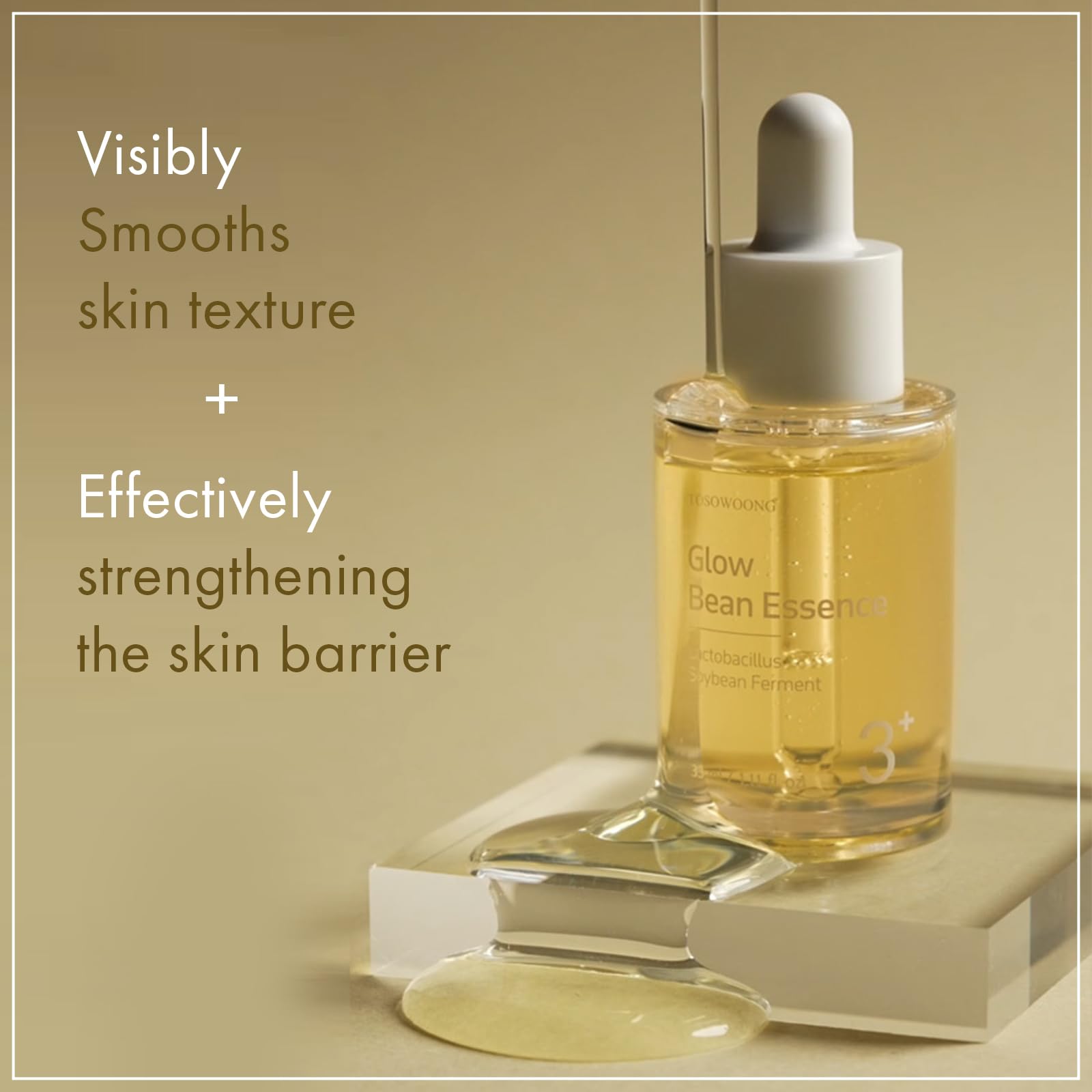 Glow Bean Essence - 31,025ppm Soybean Ferment Extract for Glass Skin | Exfoliating, Hydrating & Radiant Face Serum | Korean Skincare Moisturizer (33ml/1.11 fl oz) - Perfect for Nighttime Routine & Achieving Dewy Complexion