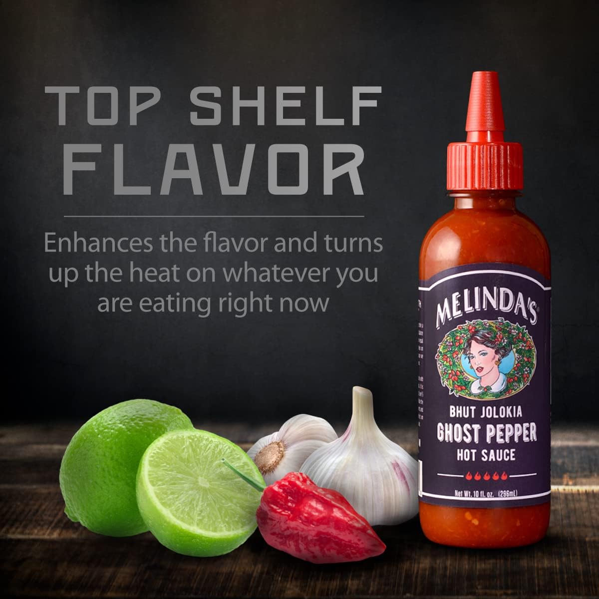 Melinda’s Ghost Pepper Hot Sauce – Extra Spicy Gourmet Hot Sauce with Fresh Ghost Peppers (Bhut Jolokia), Habanero, Carrot, Garlic & Lime Juice – 10oz Squeeze Bottle (1 Pack) – Perfect for Wings, Tacos, Burgers & Spicy Food Lovers