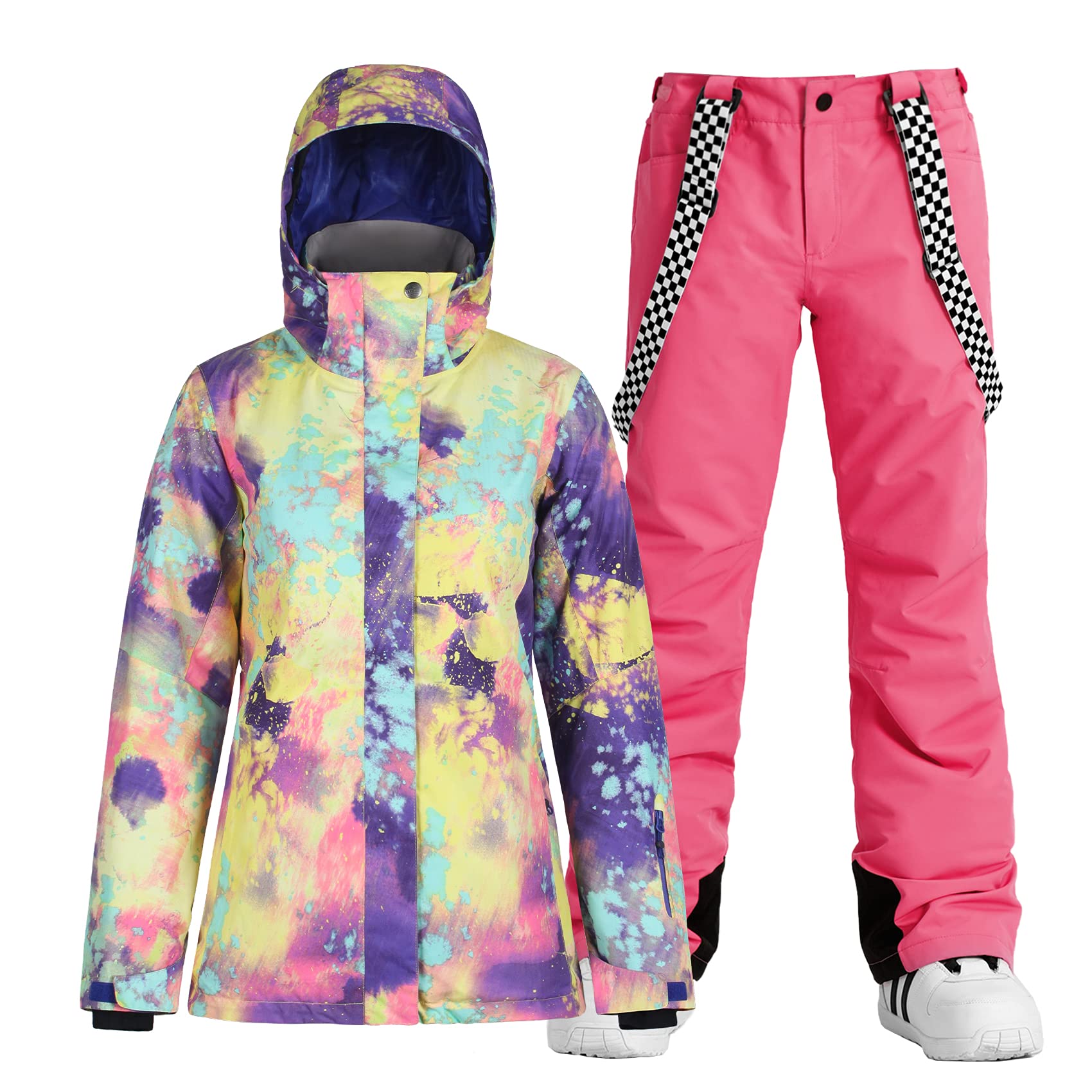 GSOU SNOW Women's Waterproof Ski Jacket & Pants Set - Windproof Insulated Snowsuit for Skiing, Snowboarding & Winter Outdoor Activities