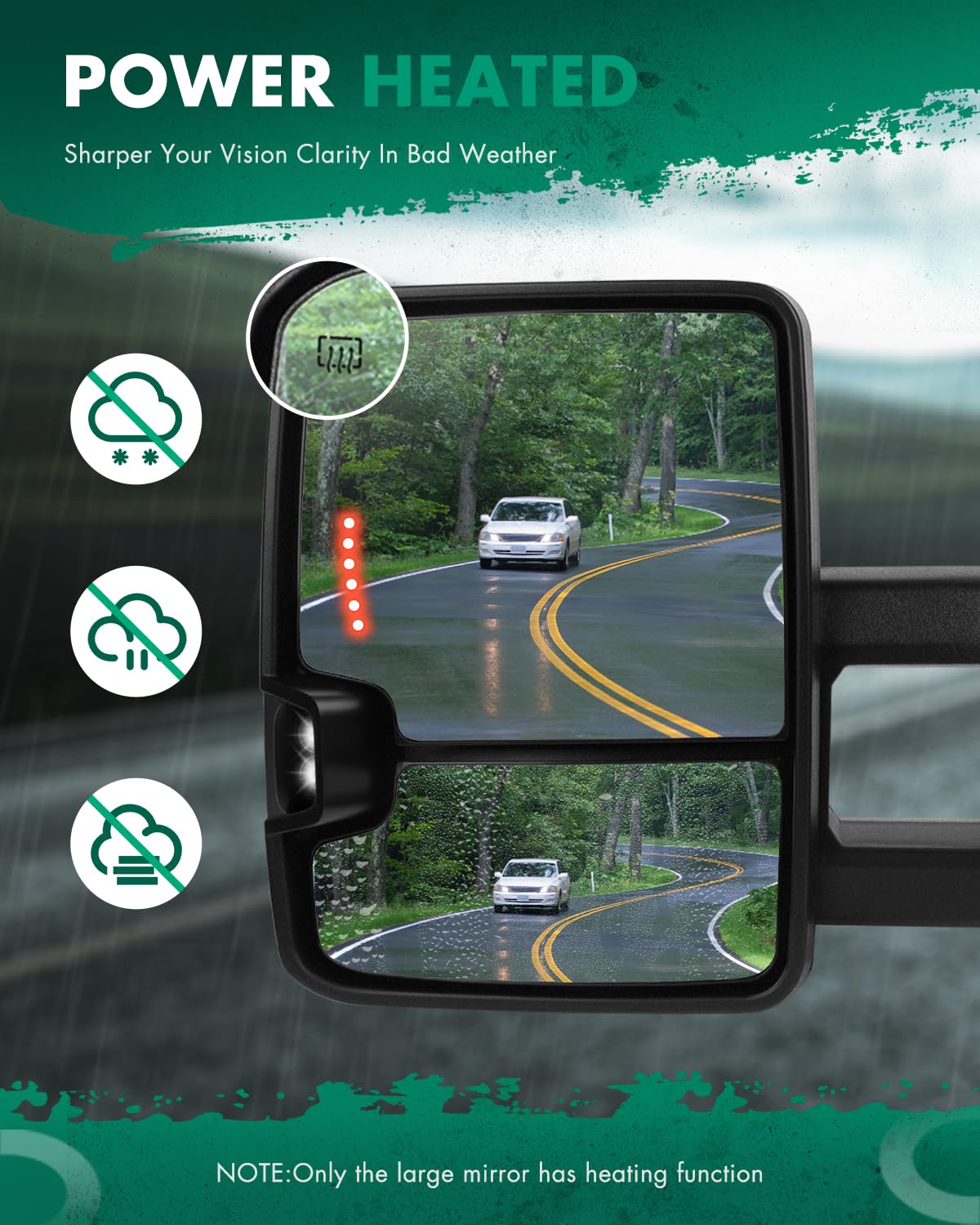 SCITOO Black Power Heated Towing Mirrors with Puddle Lights & Turn Signal - Compatible with 2014-2018 Chevy Silverado/GMC Sierra 1500/2500HD/3500HD - Enhanced Visibility for Safe Towing & Night Driving