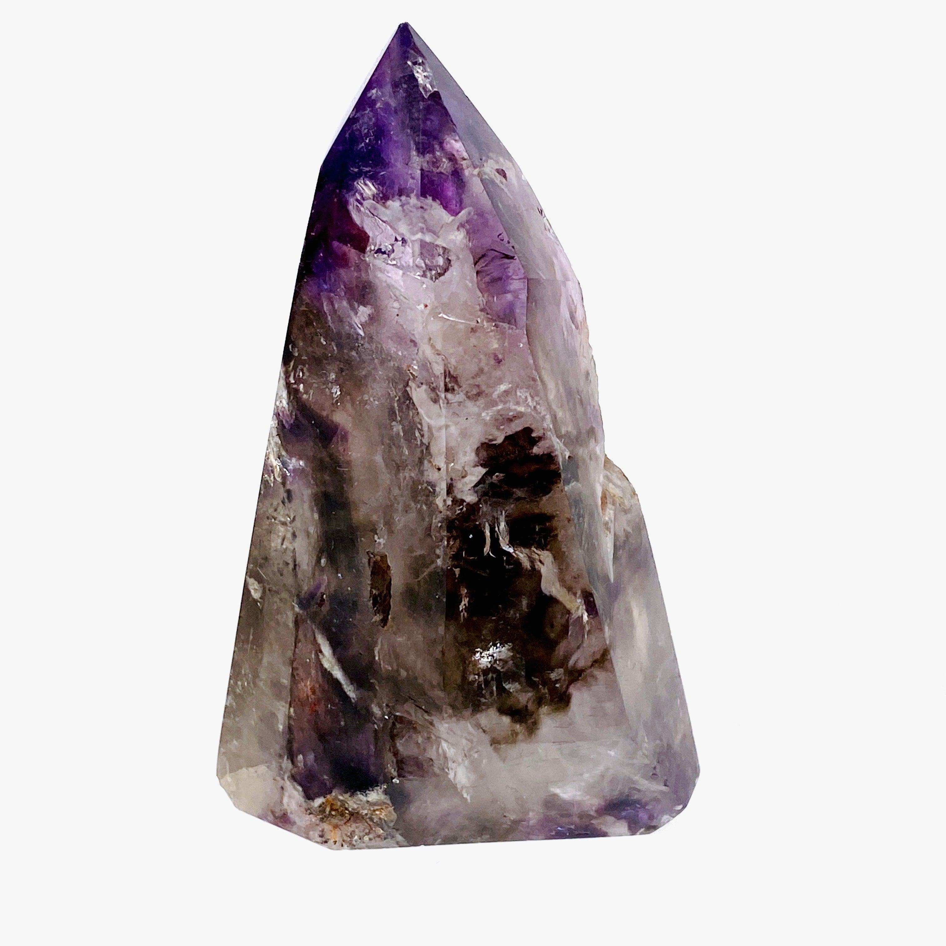 Natural Smokey Amethyst Polished Crystal with Inclusions - Healing Stone for Meditation, Reiki & Home Decor (CR3712)